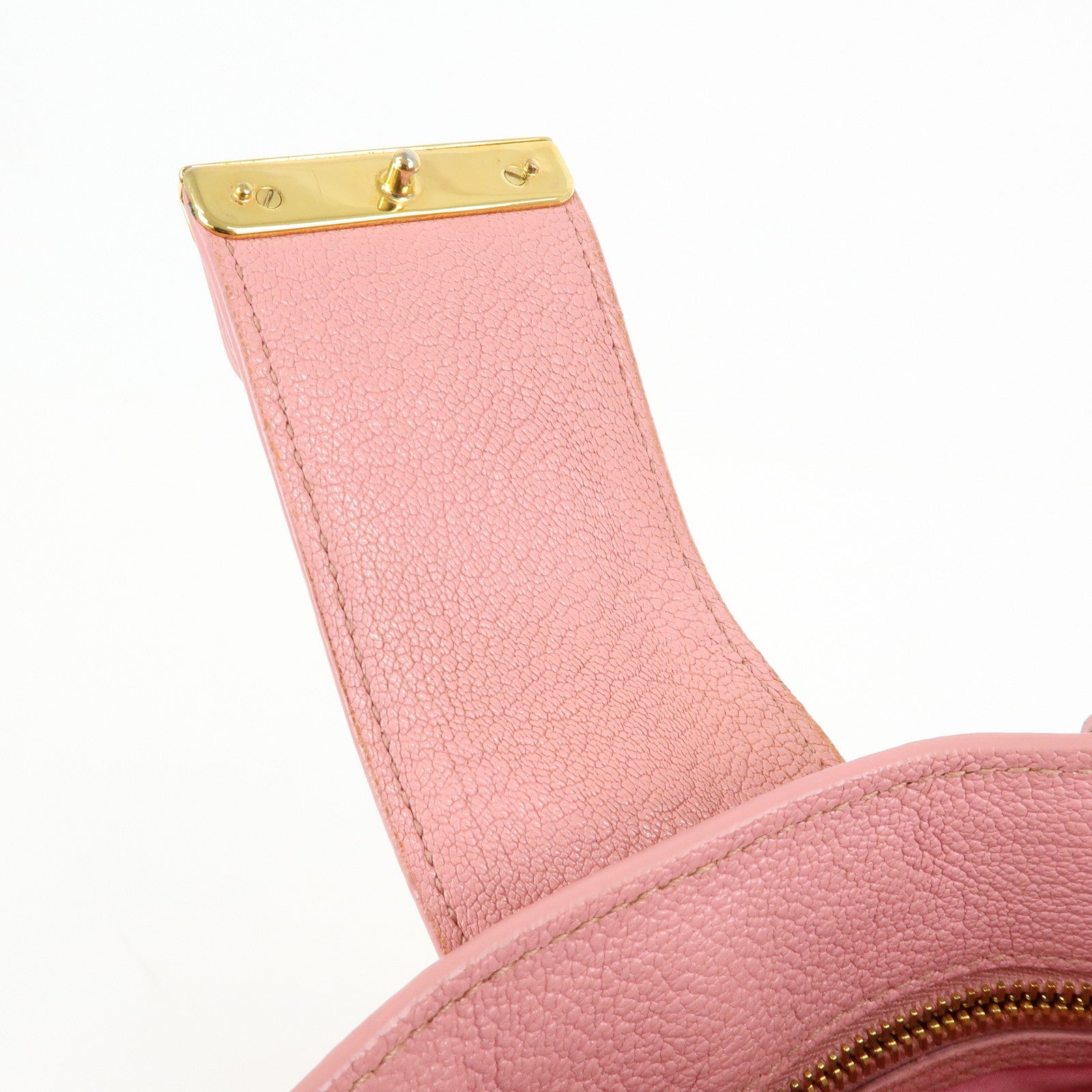 MIU MIU Logo Madras Leather 2Way Hand Shoulder Bag Pink RN0799