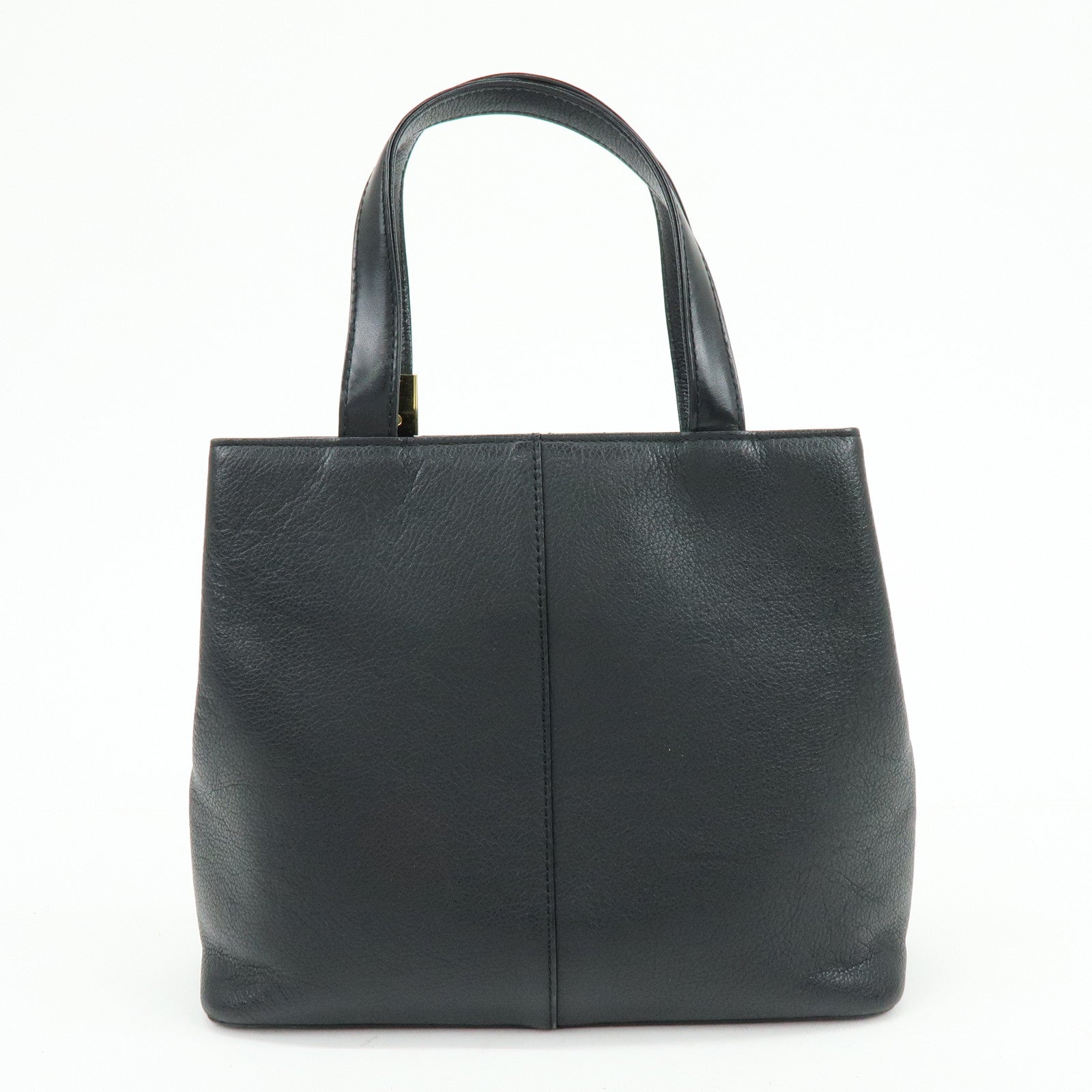 BURBERRY Logo Leather Mini Hand Bag Tote Bag Black