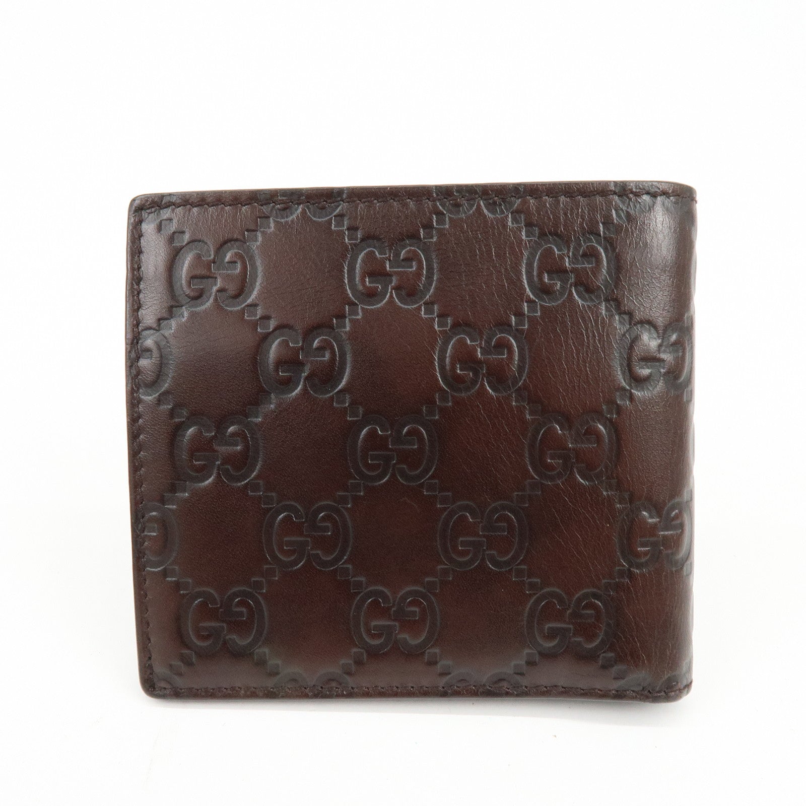GUCCI Guccissima Leather Bi-fold Compact Wallet Dark Brown 146223