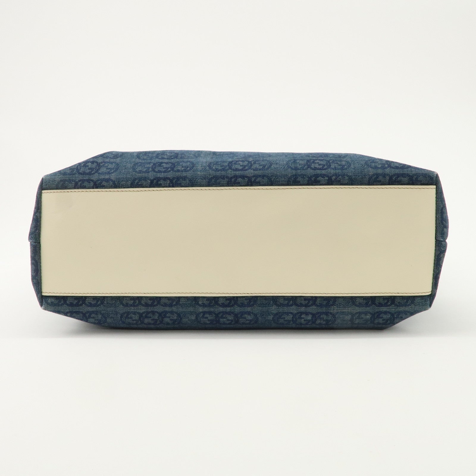 GUCCI Interlocking G Denim Leather Tote Bag Shoulder Bag Blue 257245 Used