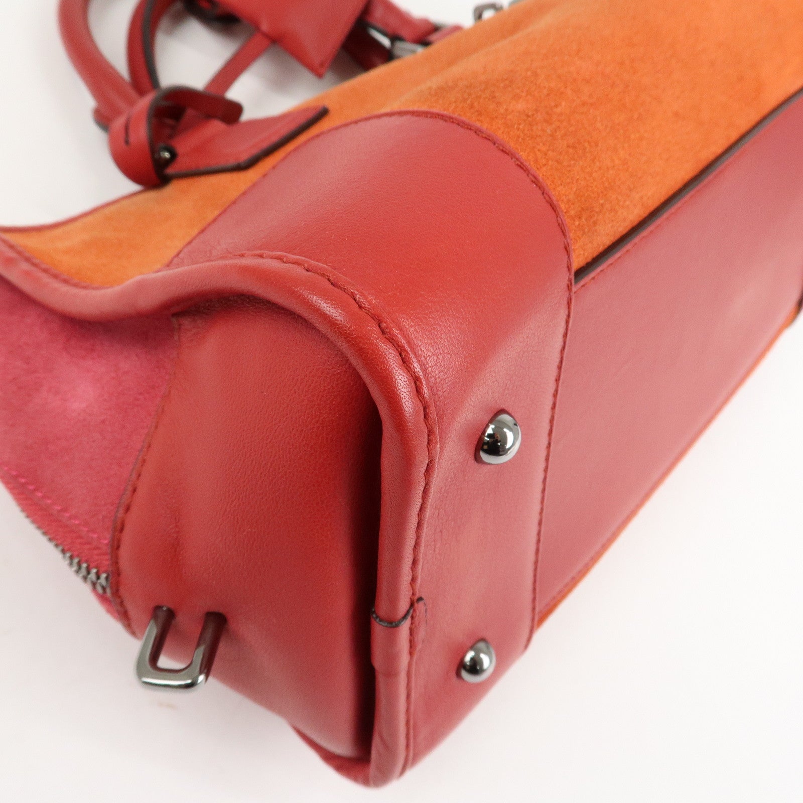 LOEWE Anagram Leather Suede Amazona 28 Hand Bag Orange Red