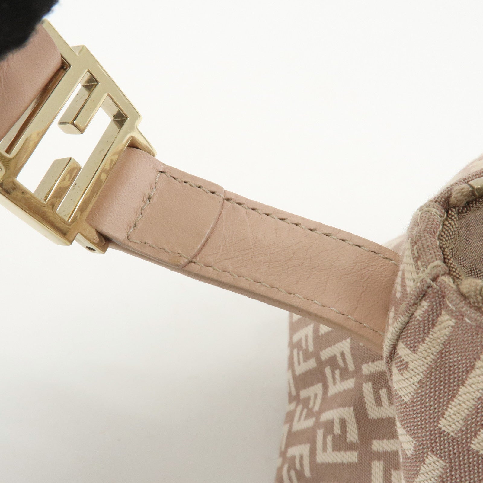 FENDI Zucchino Canvas Leather Shoulder Bag Hand Bag Pink 8BR444
