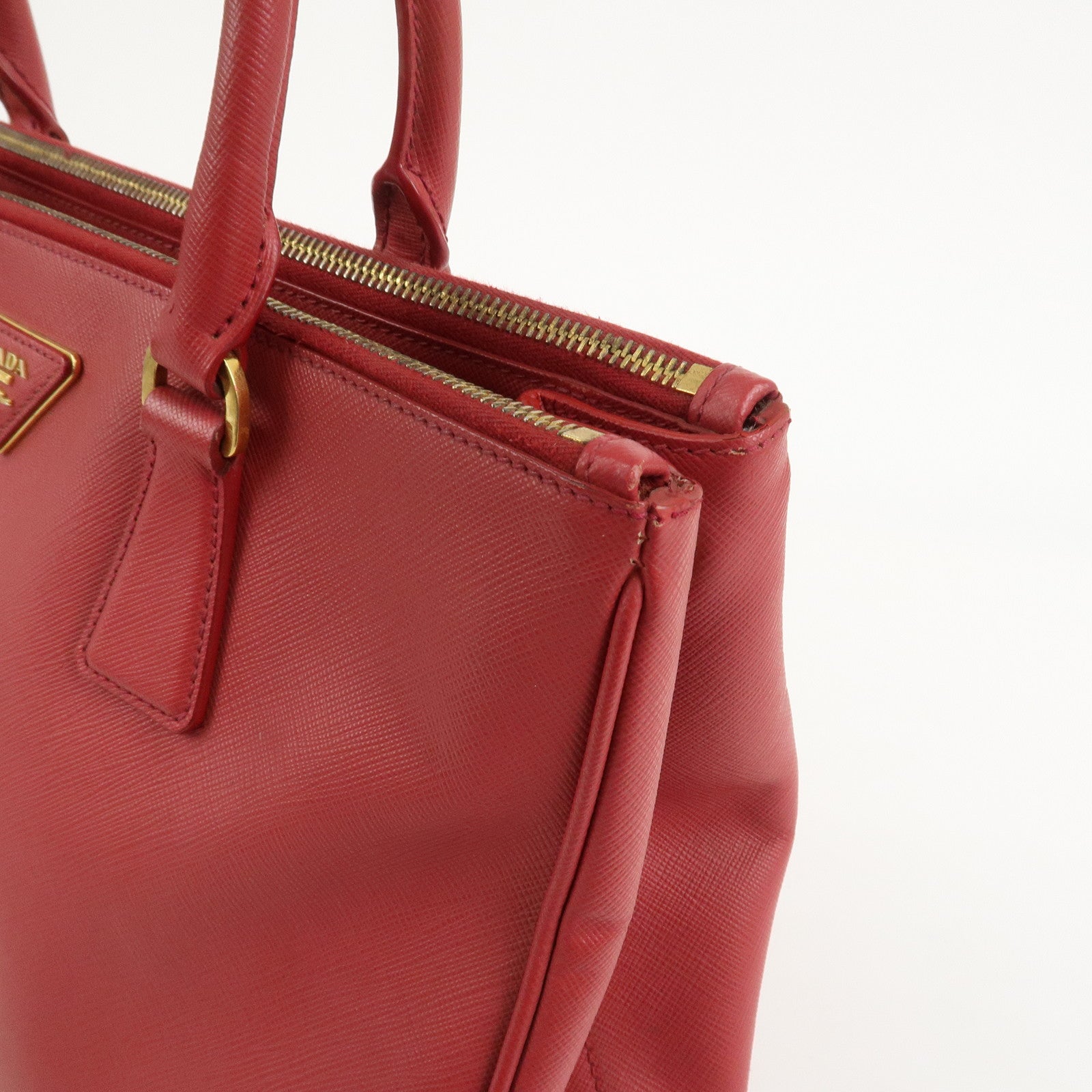 PRADA Triangle Logo Galleria Saffiano Leather 2Way Bag Red BN2274
