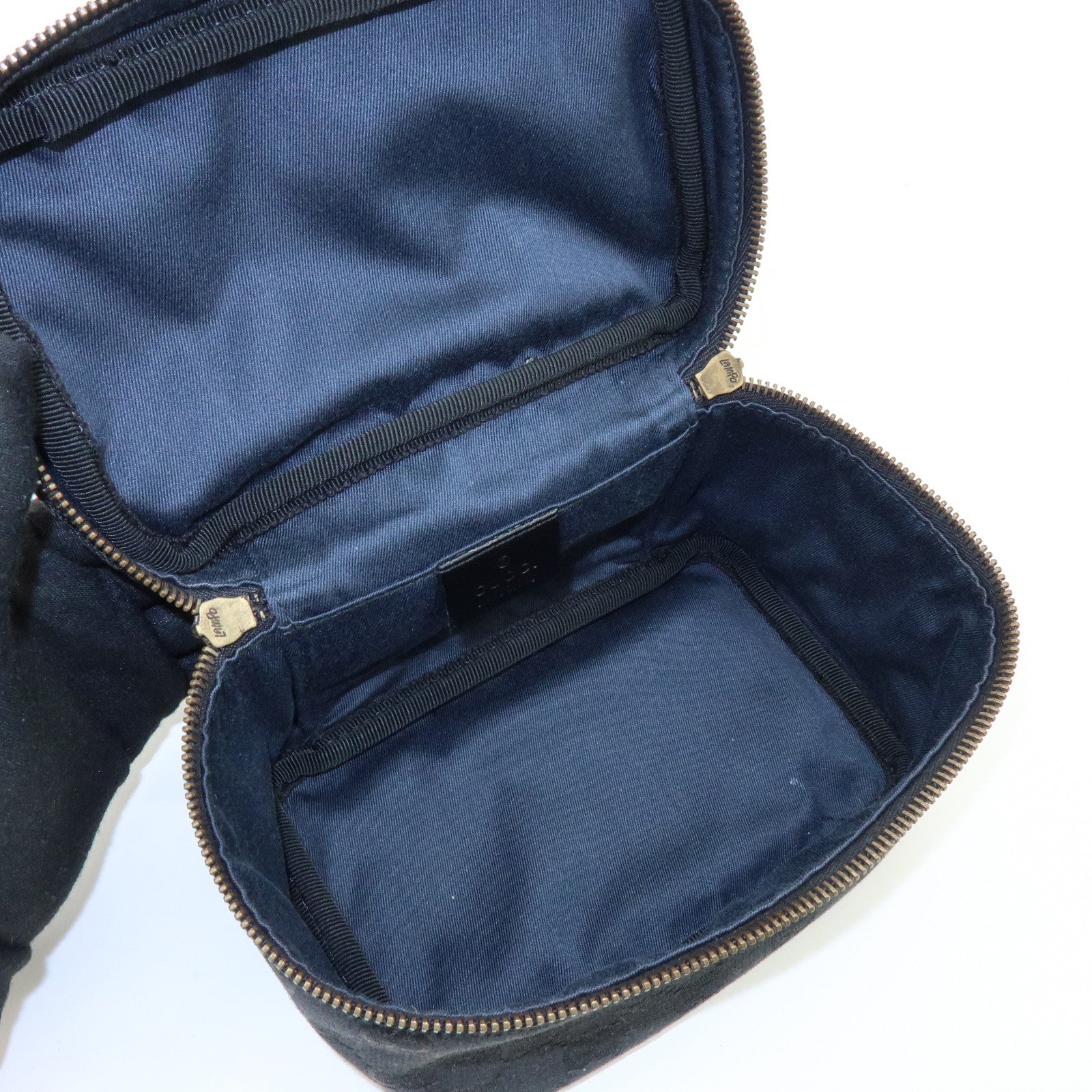 GUCCI GG Canvas Leather Vanity Case Cosmetic Pouch Black 106646