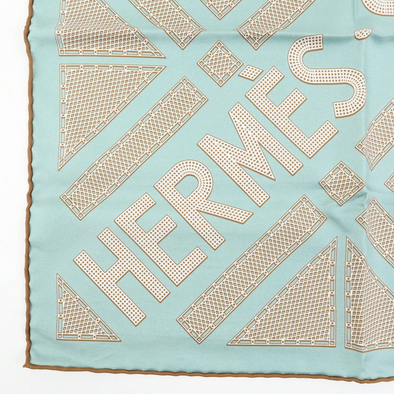 HERMES Carre 42 Silk 100% Scarf Hermes Sellier Light Blue