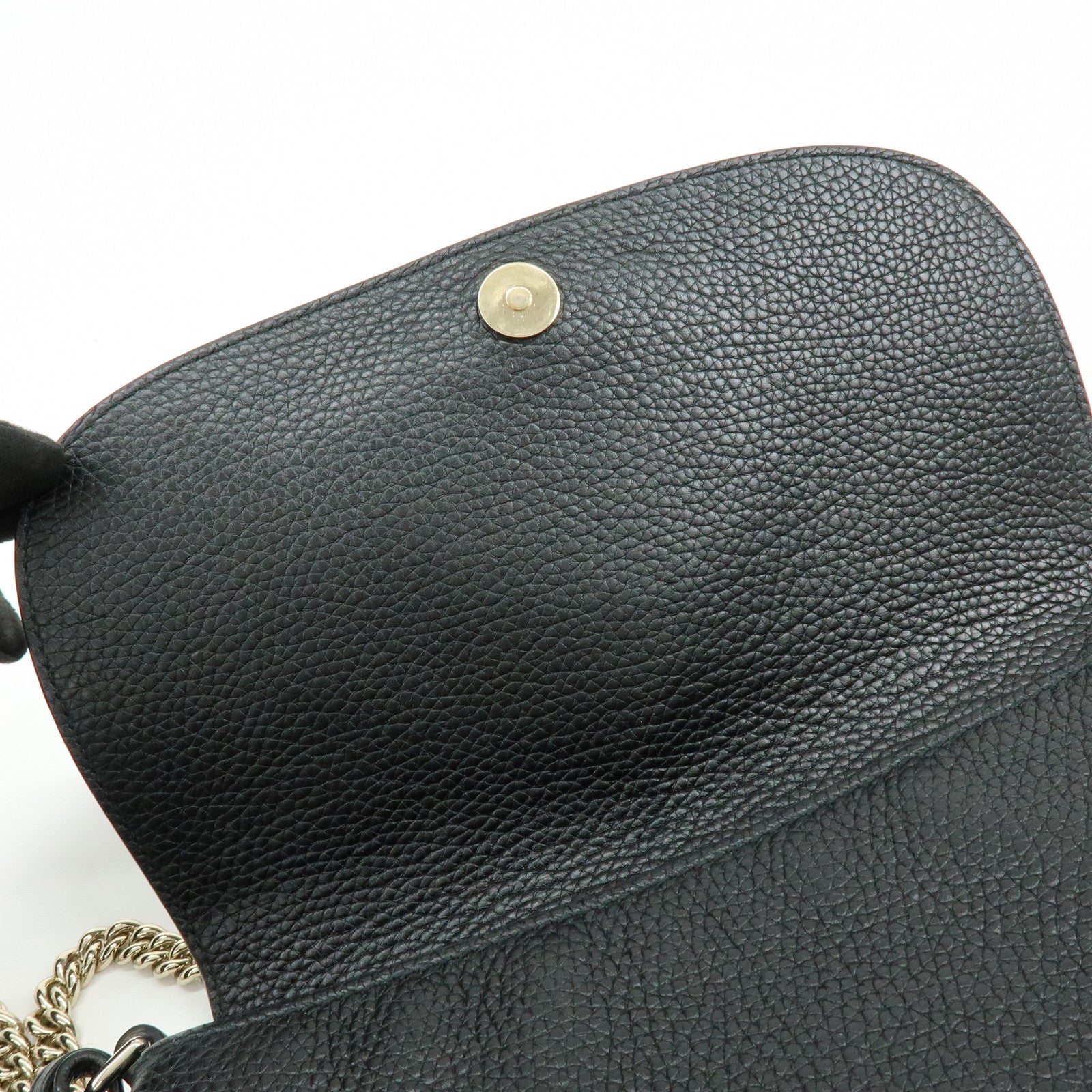 GUCCI SOHO Calf Leather Chain Shoulder Crossbody Bag Black 536224