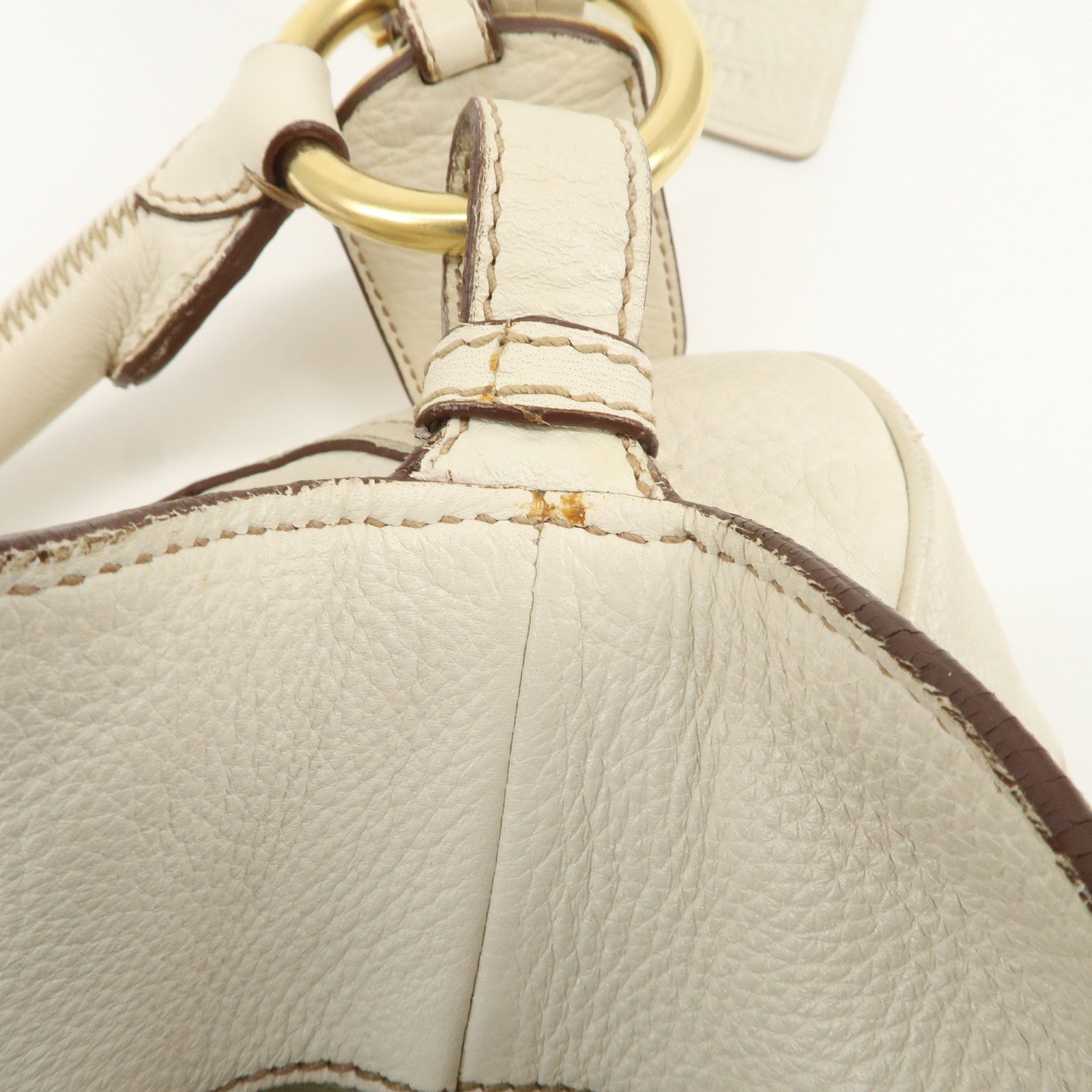 PRADA Logo Shoulder Bag Hand Bag Ivory