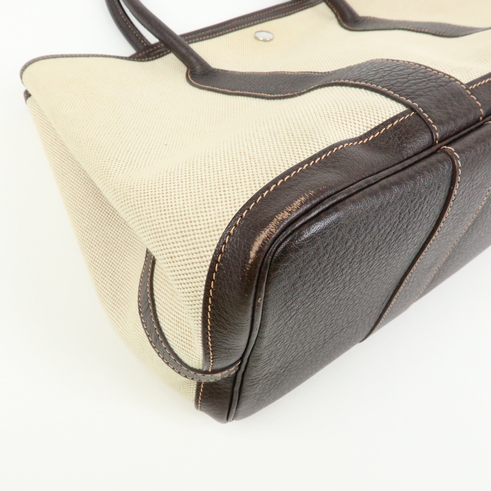 HERMES Garden Party PM Toile Ash Leather I Stamped Tote Bag Natural