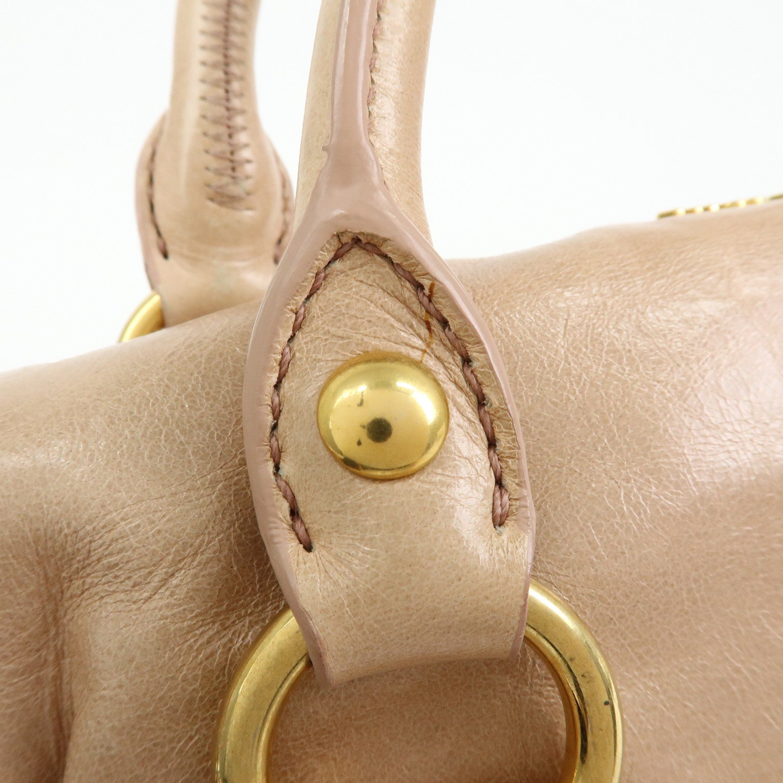 MIU MIU Leather Side Ribbon 2Way Bag Hand Bag Shoulder Bag Beige