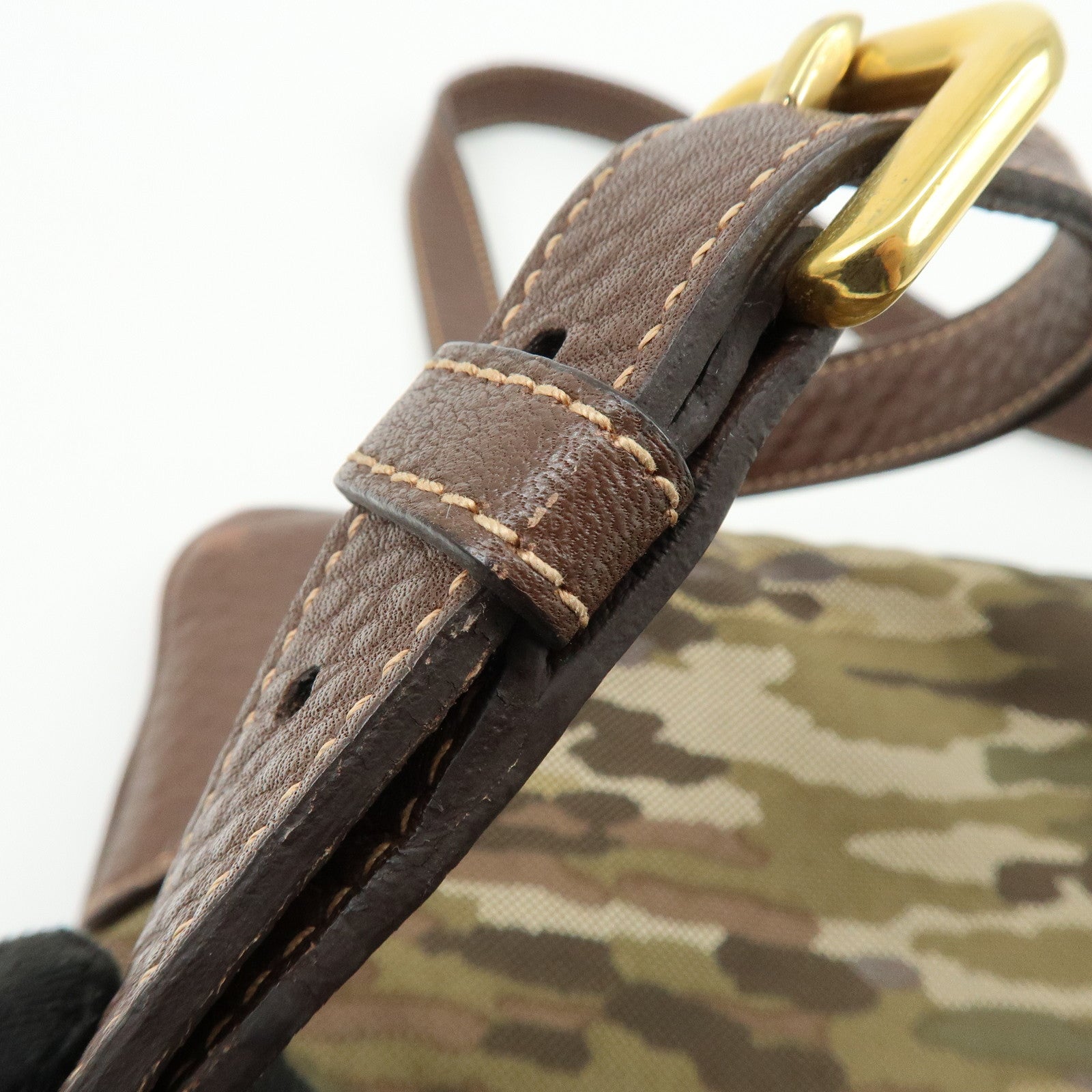 PRADA Logo Jacquard Leather Shoulder Bag Crossbody Bag Camouflage