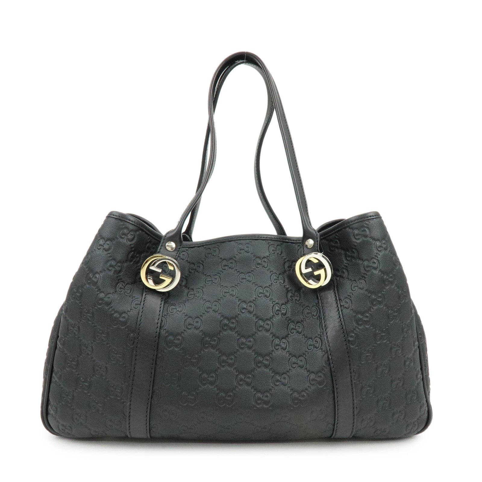 GUCCI Logo Guccissima Leather Tote Bag Shoulder Bag Black 232957