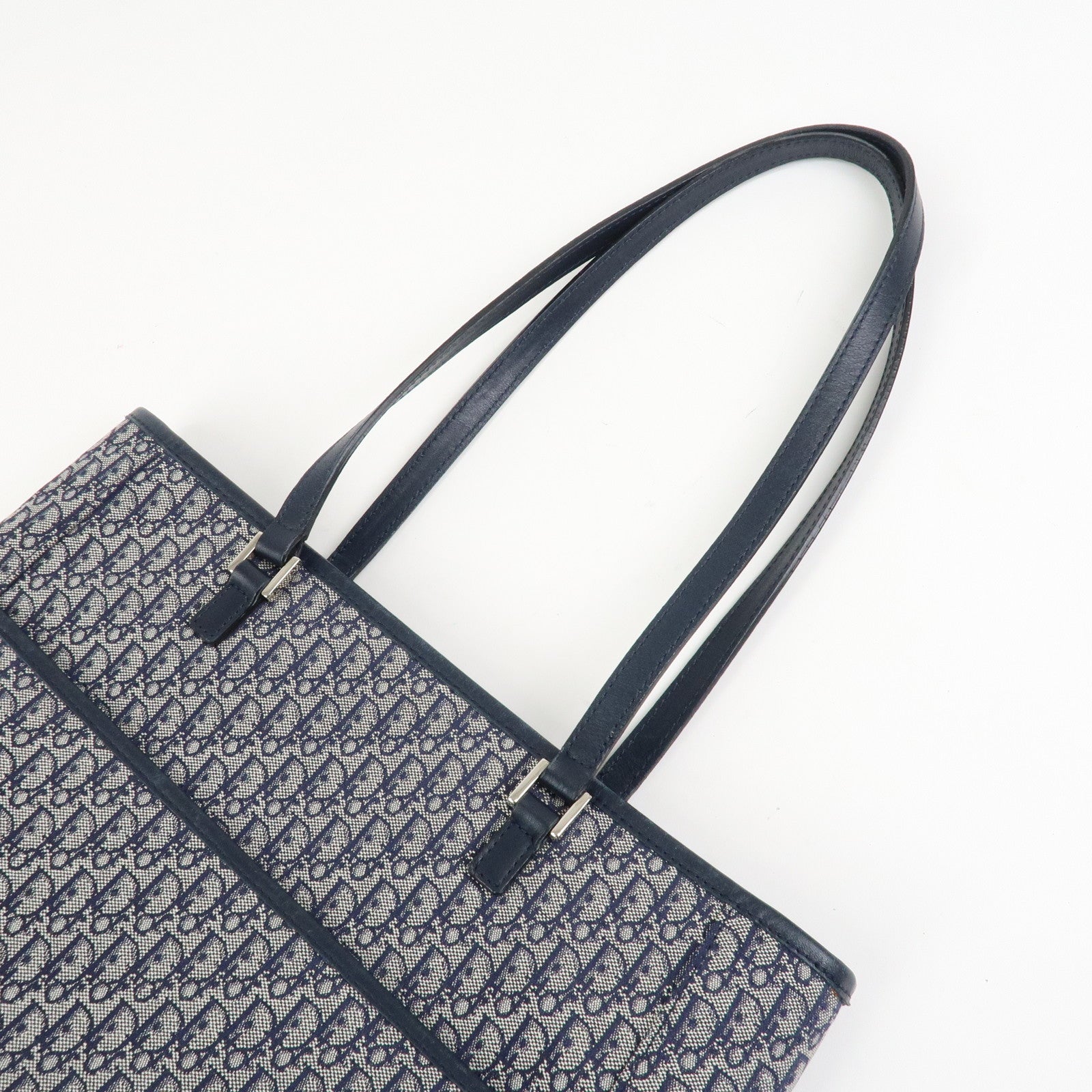 Christian Dior Trotter Canvas Leather Tote Bag Shoulder Bag Navy