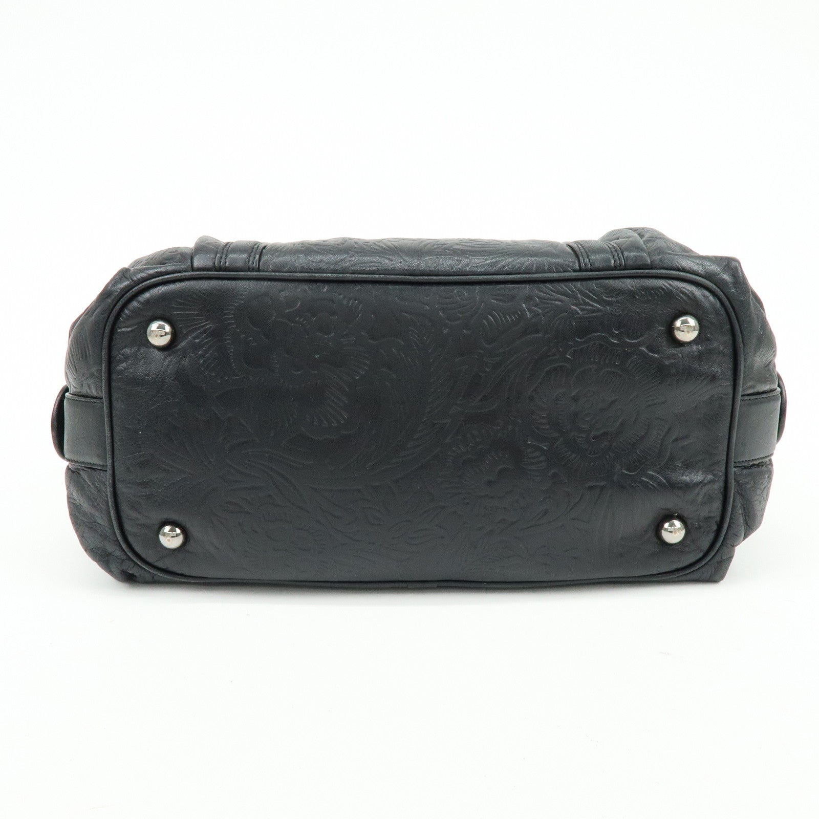 LOEWE Canela Nappa Leather Mini Boston Bag Shoulder Bag Black