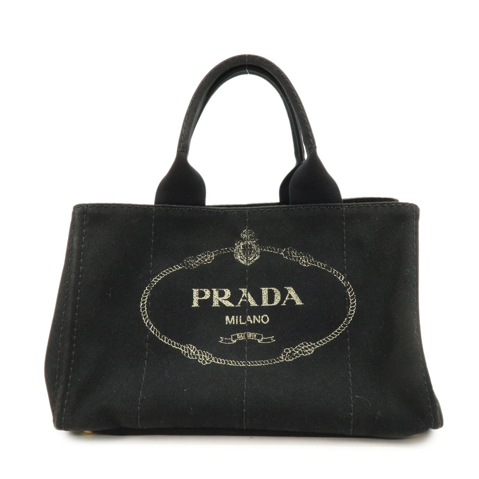 PRADA Canapa Canvas Tote Bag Hand 2Way Bag Black BN1877