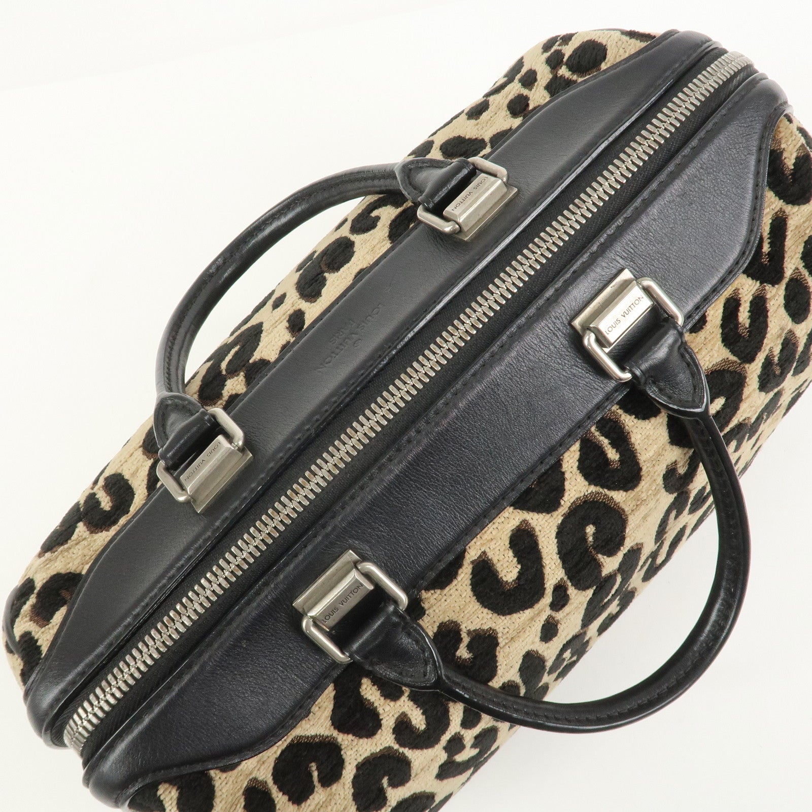 Louis Vuitton Speedy PM Leopard Corduroy Leather Hand Bag M97396