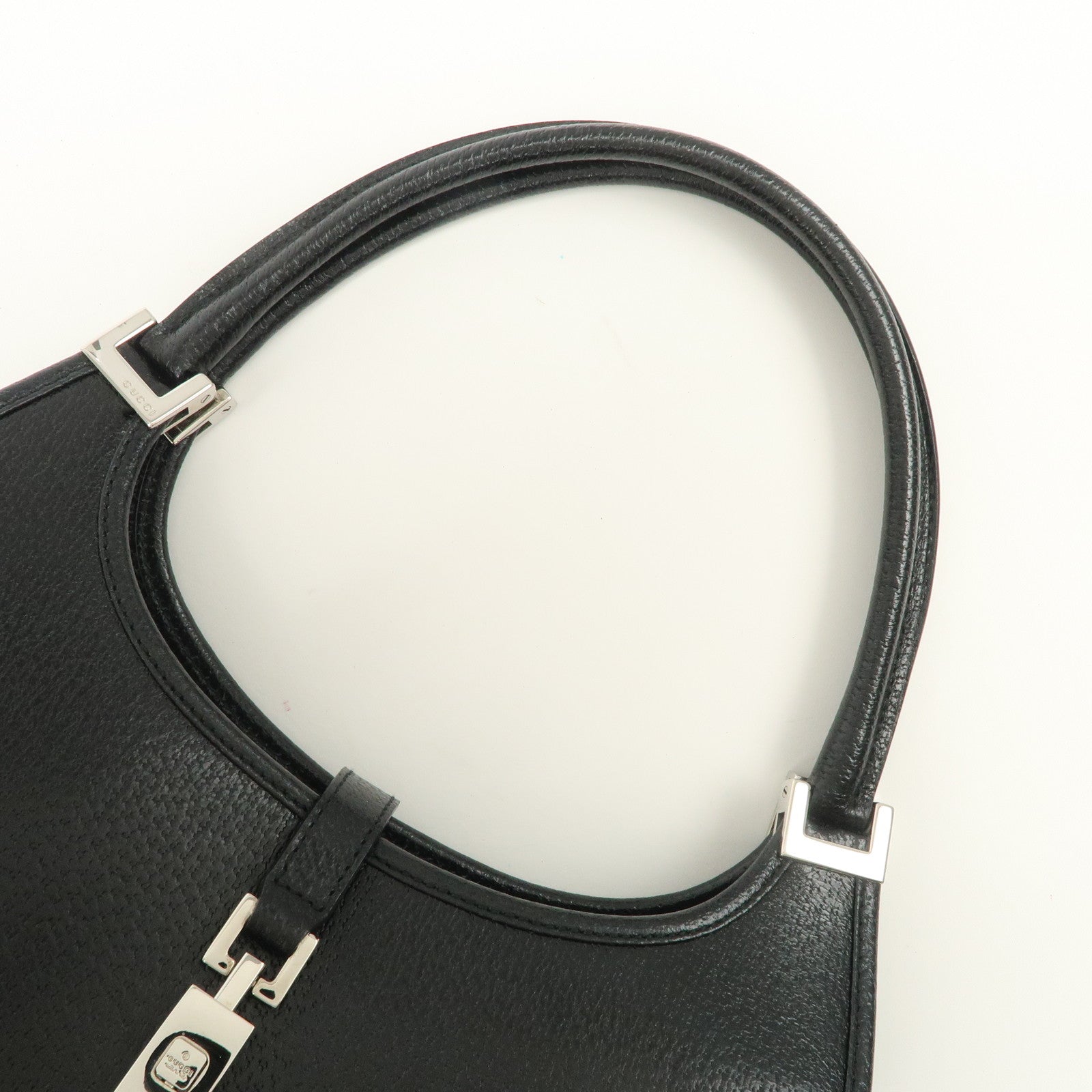 GUCCI Jackie Leather Hand Bag Black 002.1068