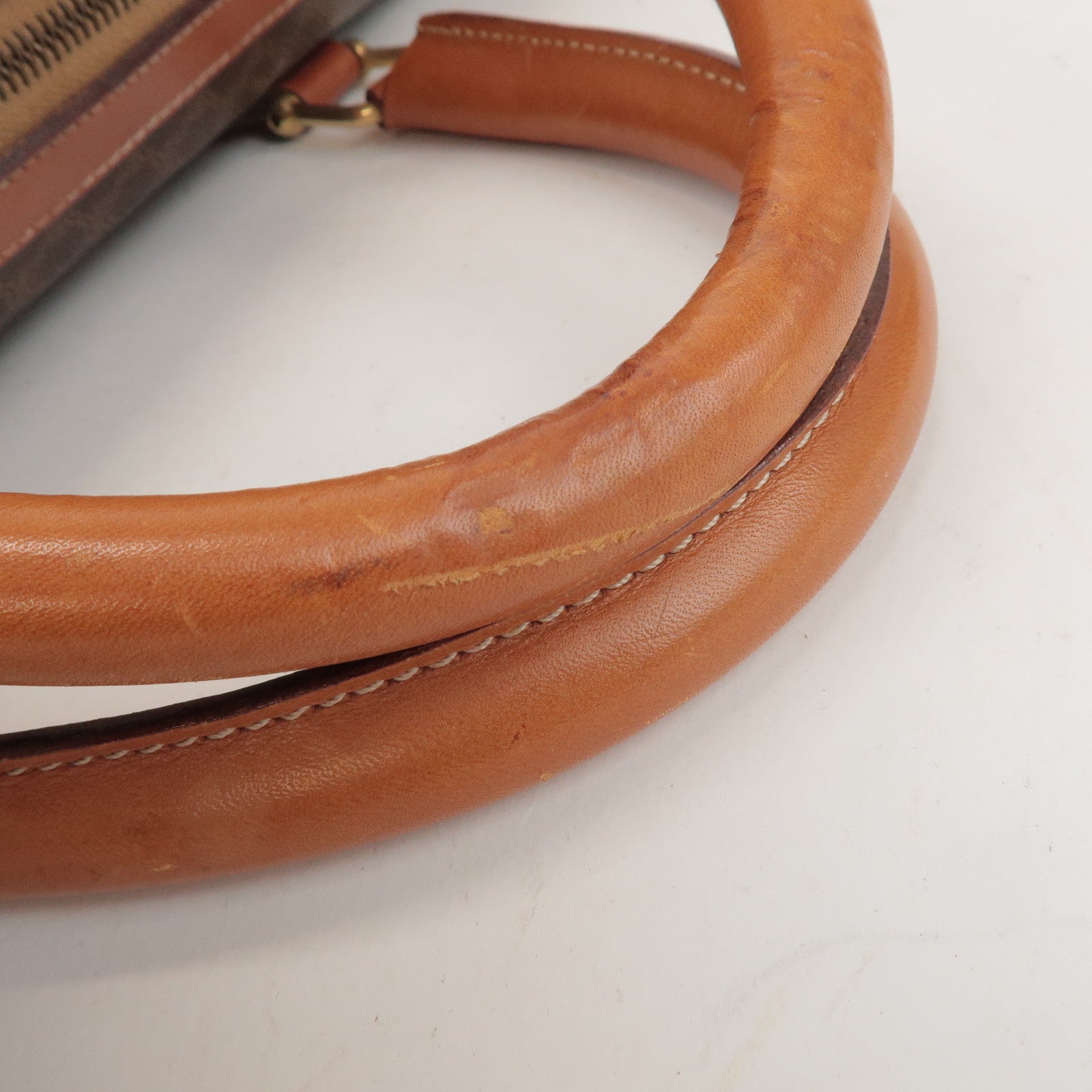 CELINE Macadam PVC Leather Boston Bag Hand Bag Brown