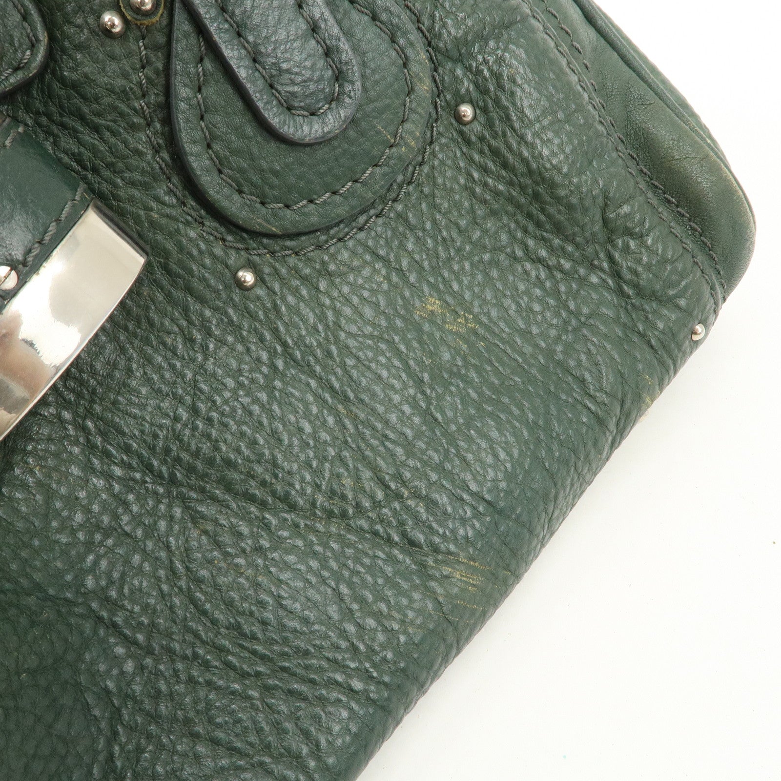 Chloe Padington Leather Hand Bag Shoulder Bag Green - Used