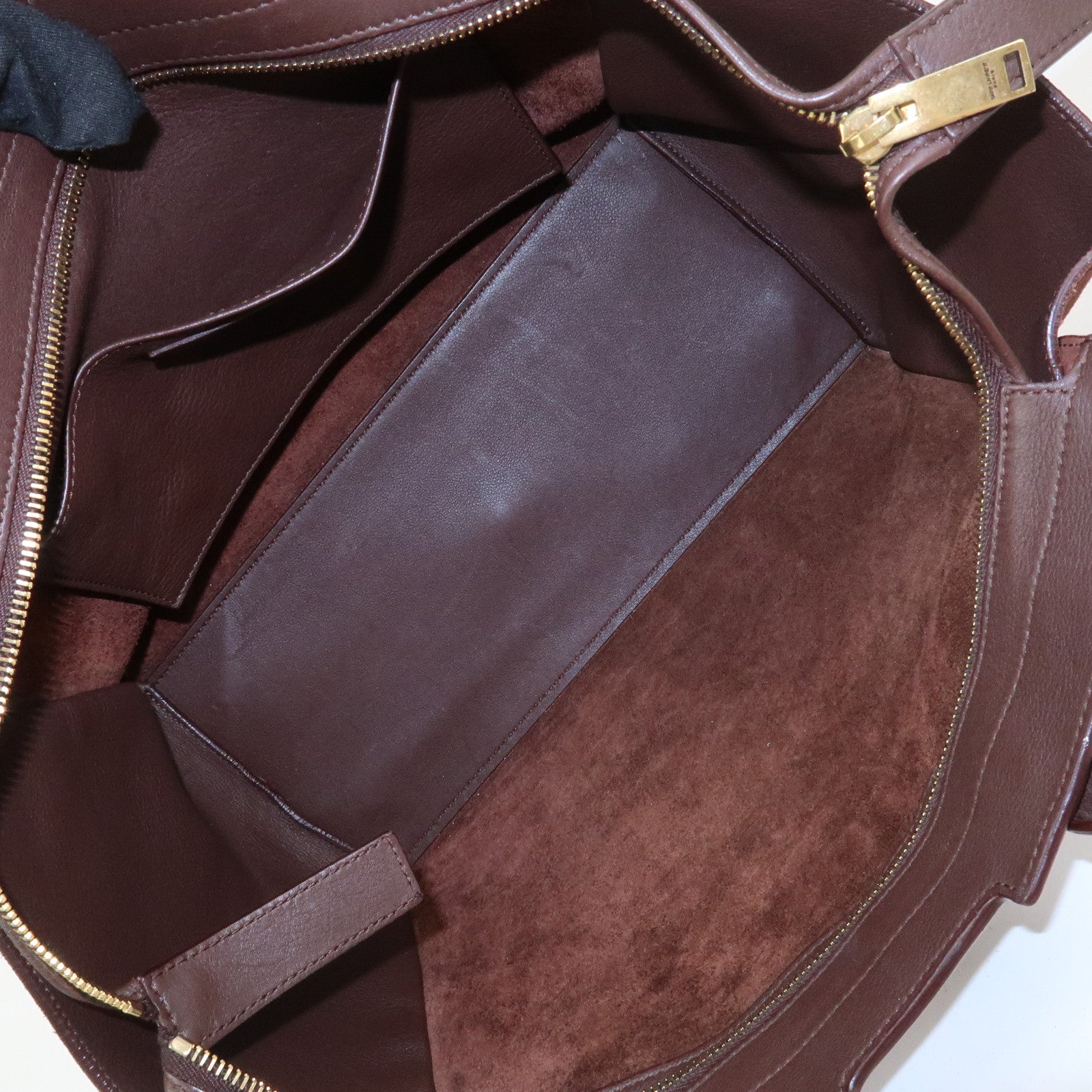 SAINT LAURENT Downtown Cabas Leather Suede 2WAY Bag Hand Bag Brown