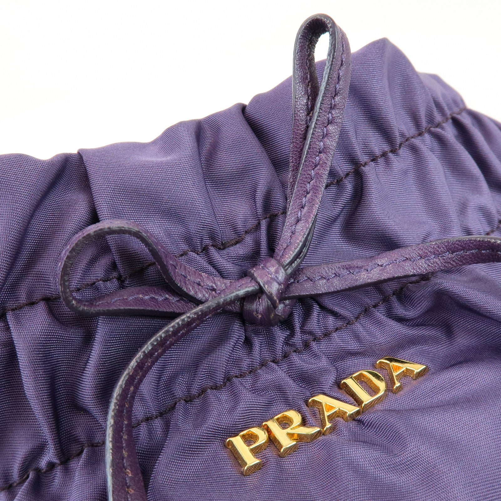 PRADA Ribbon Nylon Leather Shoulder Bag Hand Bag Purple BR4237