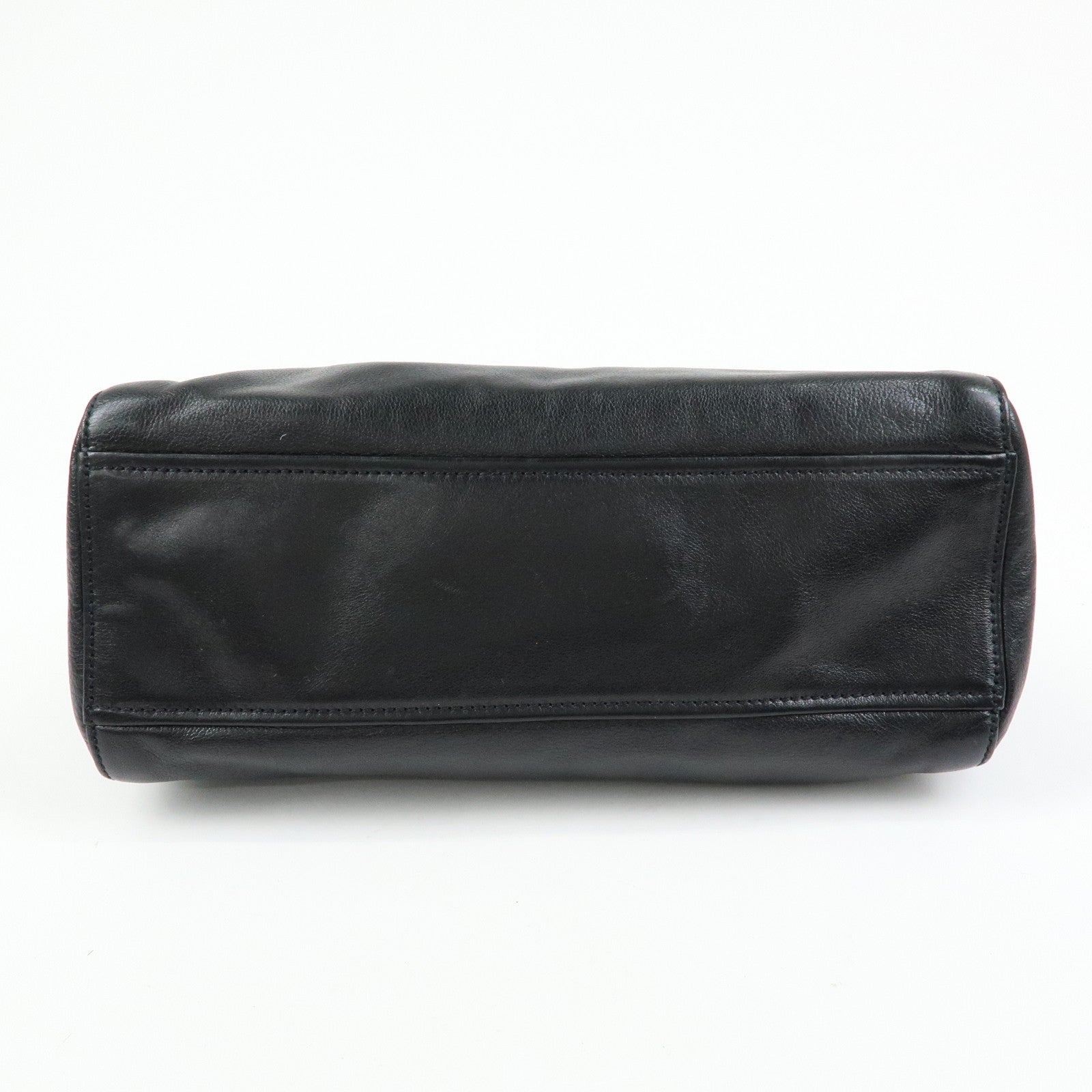 PRADA Triangle Logo Leather Hand Bag Shoulder Bag Black