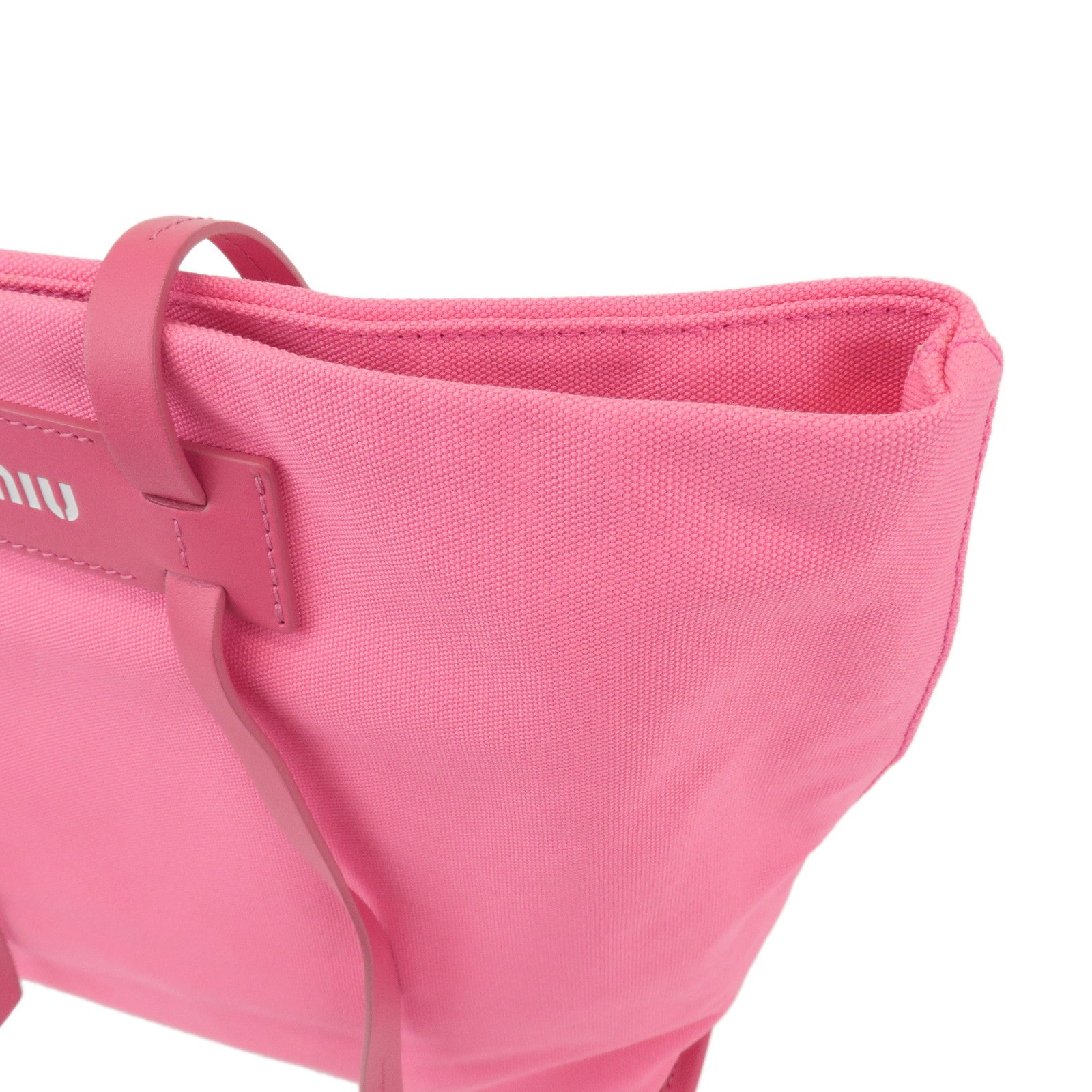 MIU MIU Canvas Leather Tote Bag Shoulder Bag Pink 5BG116