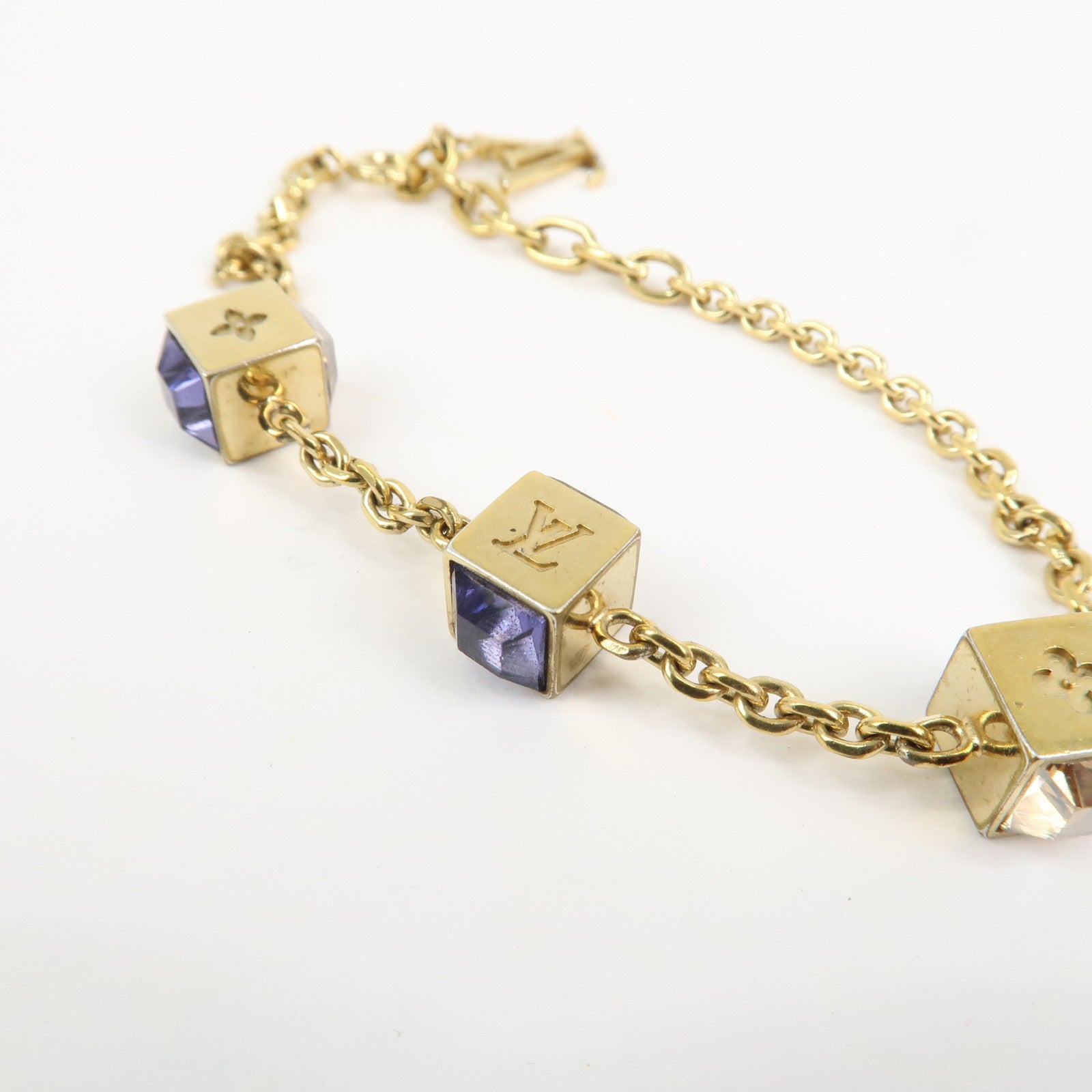 Louis Vuitton Collier Gamble Rhinestone Bracelet Gold M66060