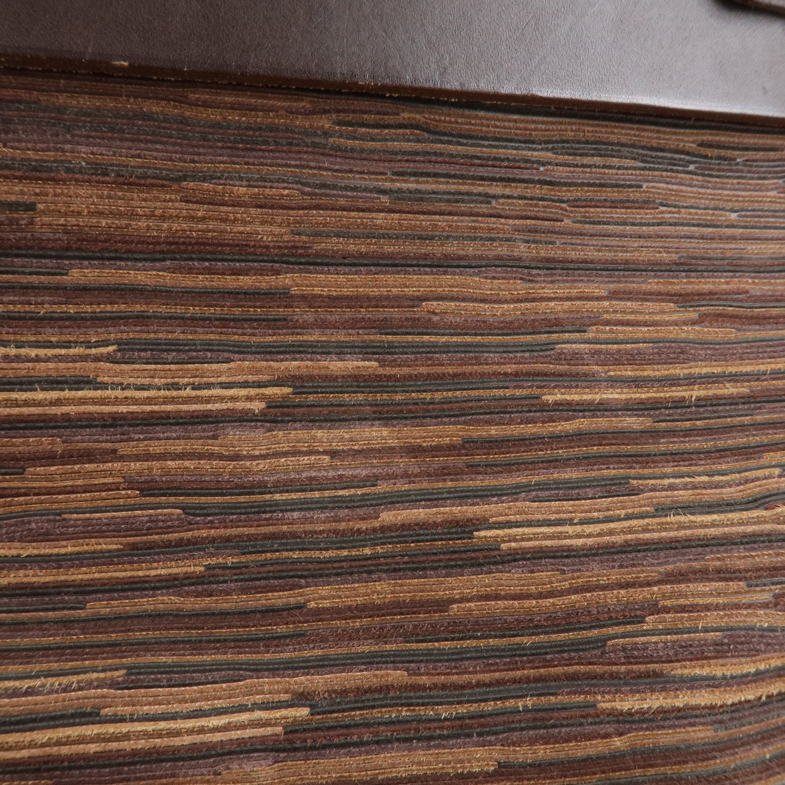 HERMES Cabas PM Airline Toile Officier Leather Shoulder Bag Brown