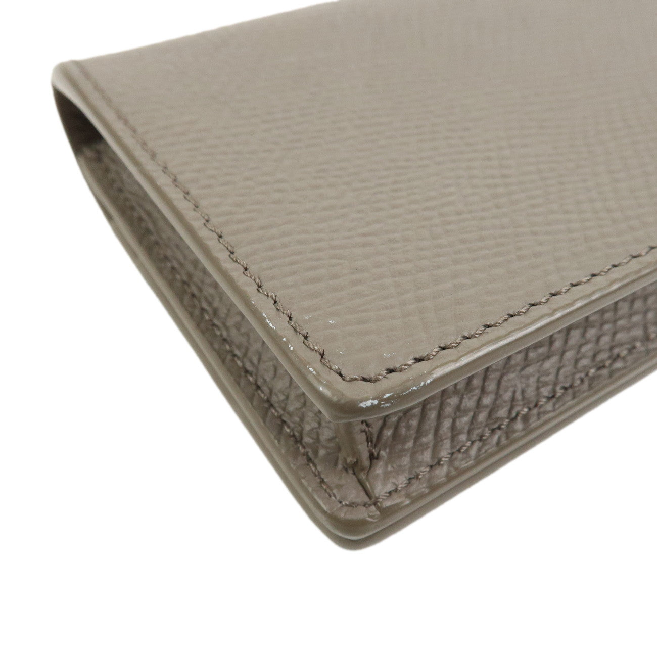 CELINE Leather Card Case Card Holder Gray
