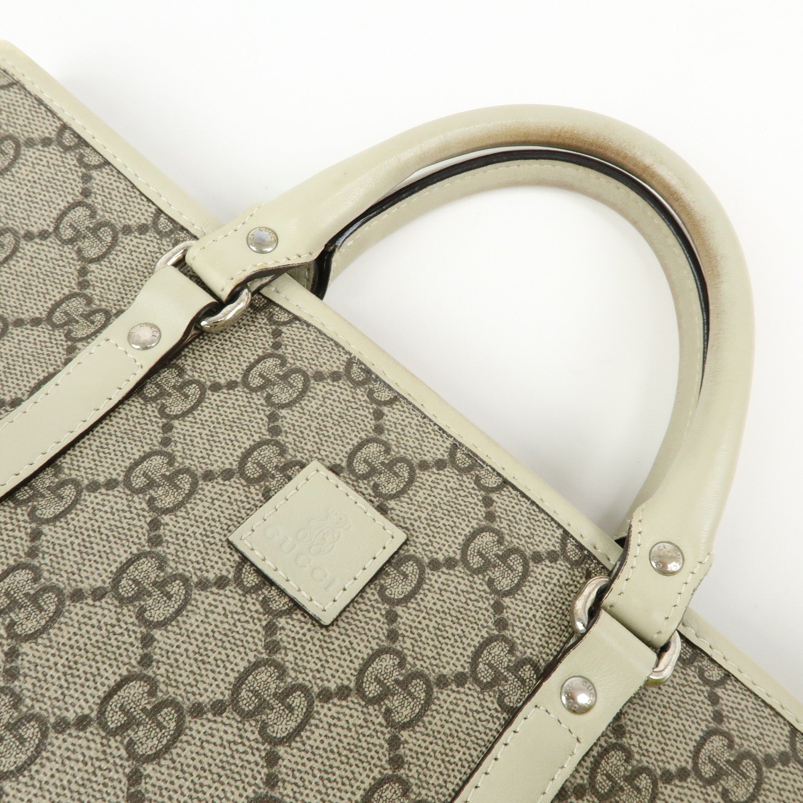 GUCCI GG Supreme Leather Tote Bag Hand Bag Beige 297557