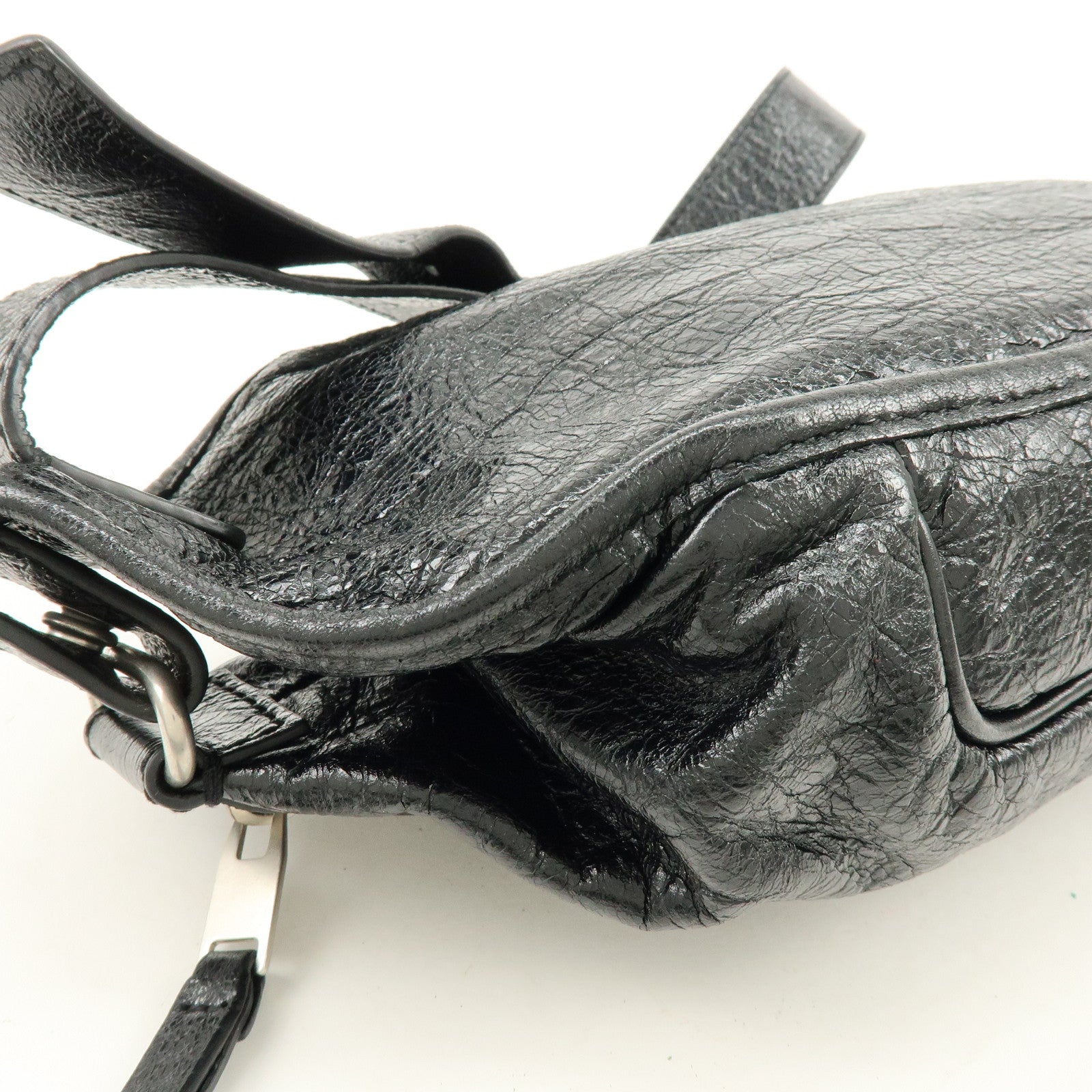 BALENCIAGA Neo Lift Leather Waist Bag Body Bag Style Black 542013