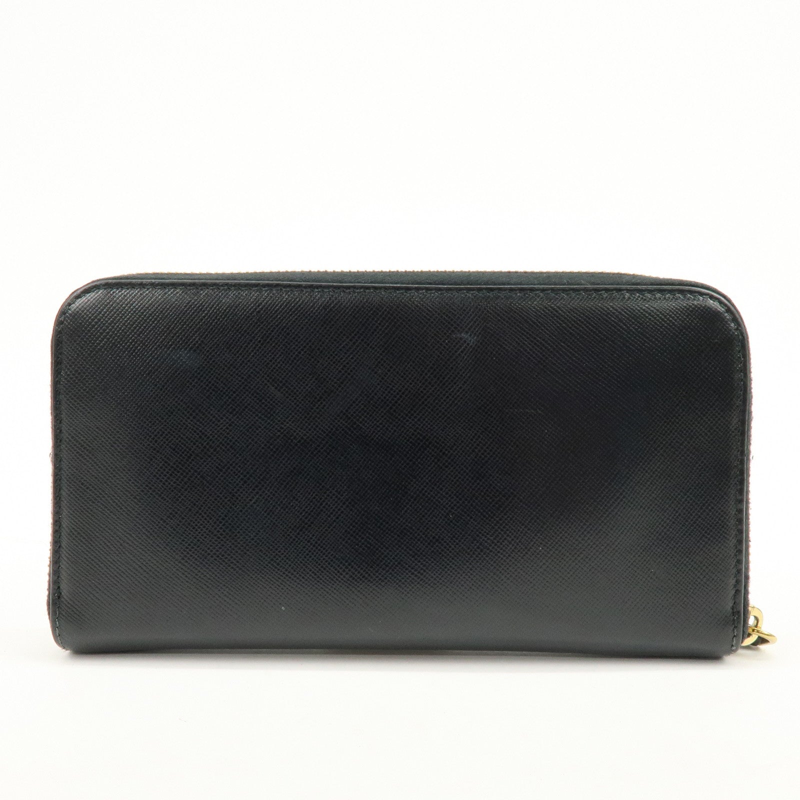 PRADA Saffiano Leather Round Zippy Long Wallet Black 1M0506