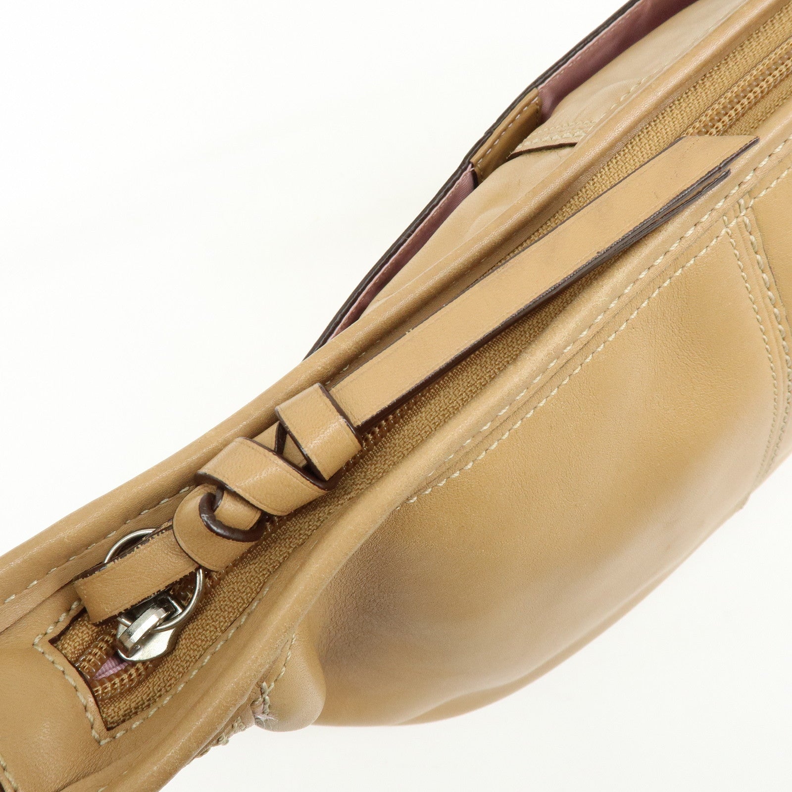 COACH Leather Shoulder Bag Light Brown