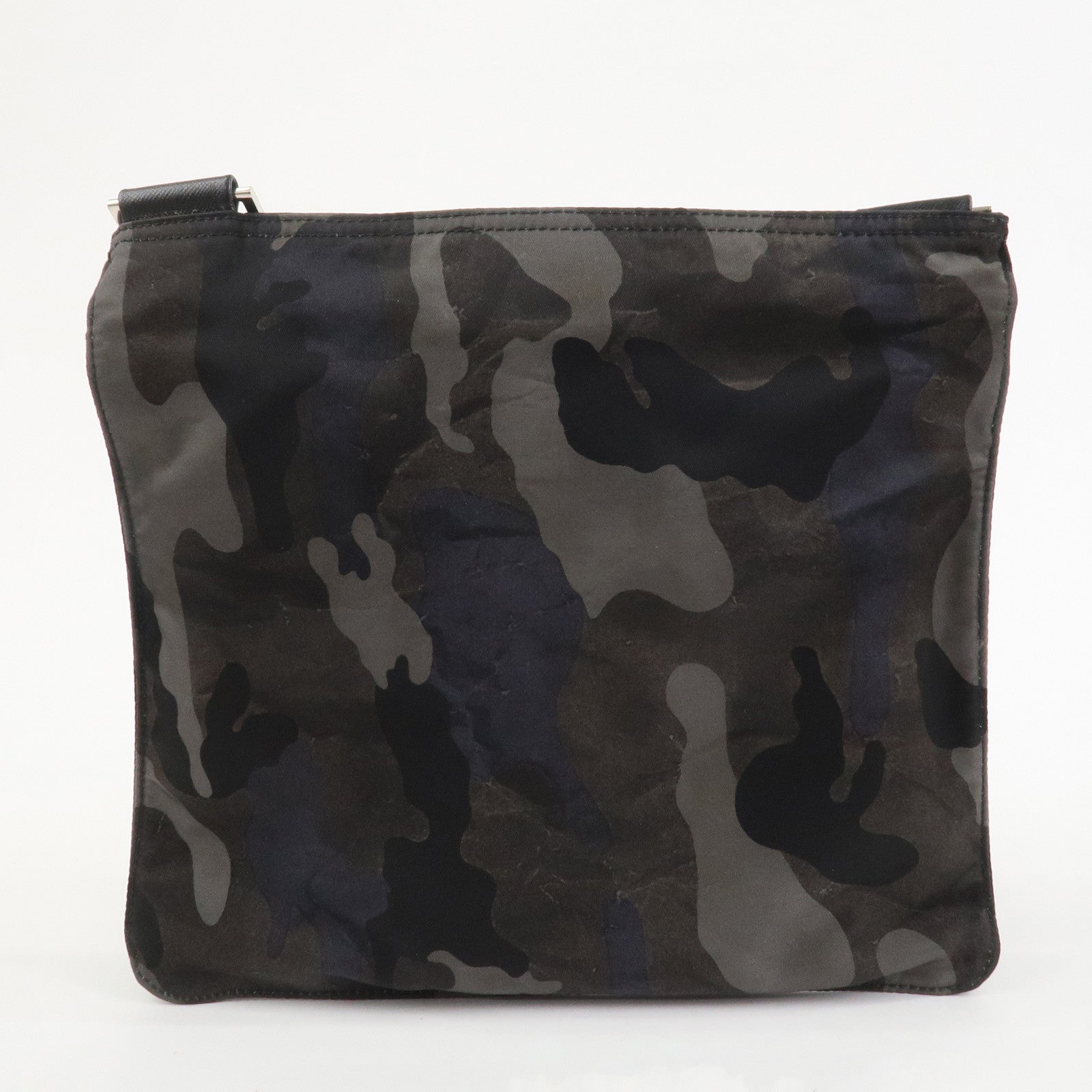 PRADA Triangle Logo Nylon Camoflage Shoulder Bag Black BT0978