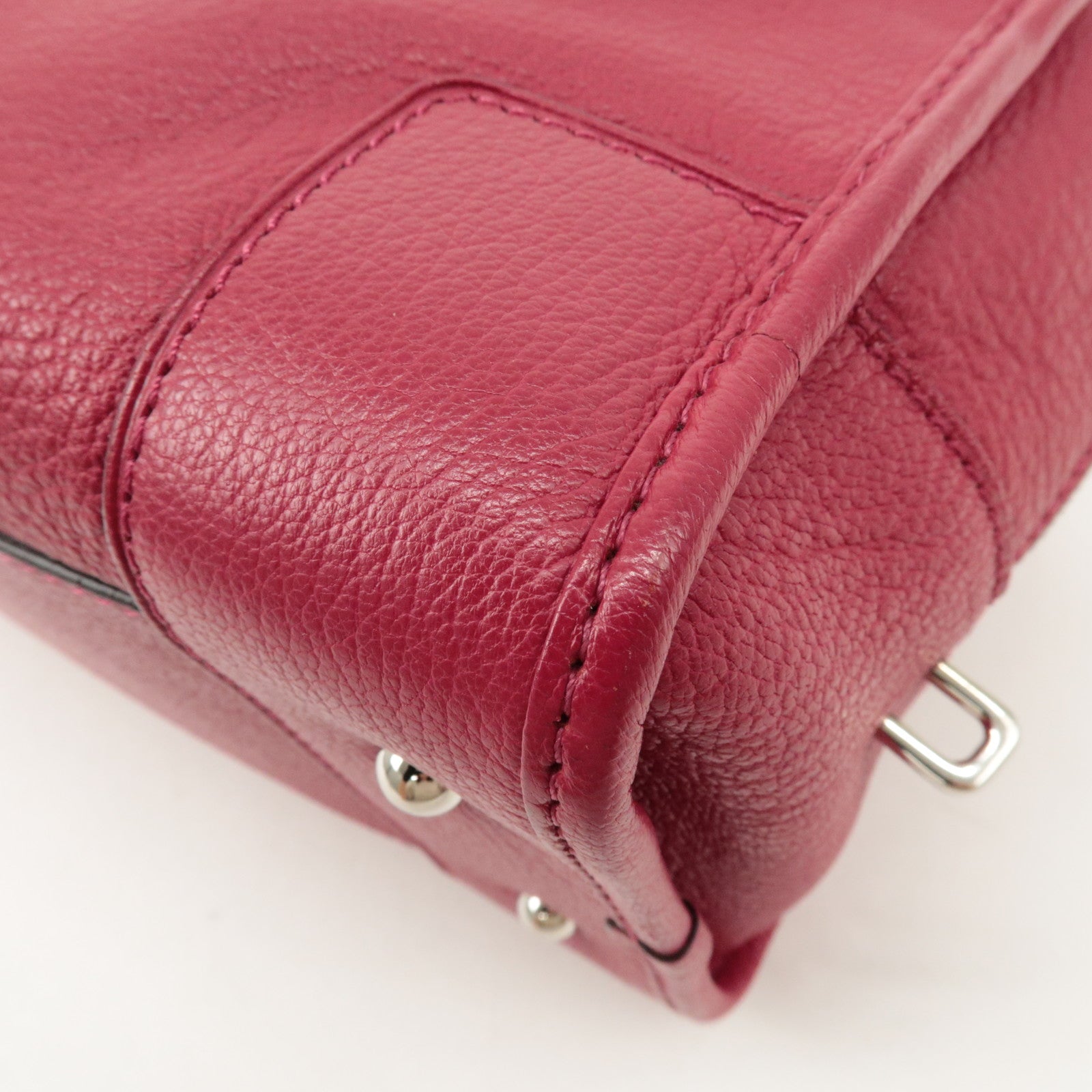 LOEWE Anagram Leather Amazona 28 Hand Bag Boston Bag Red Used