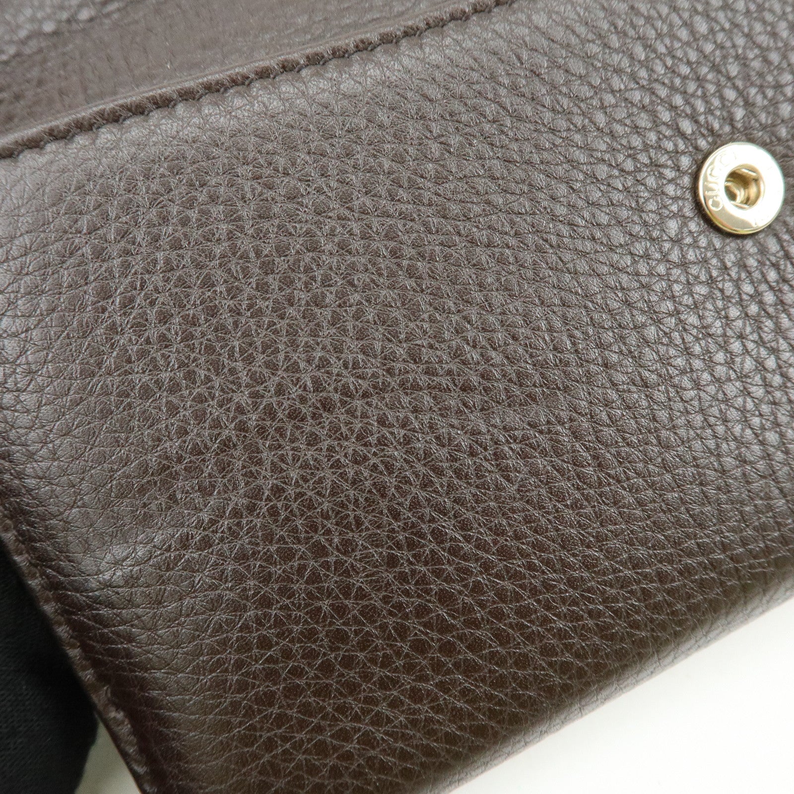 GUCCI Interlocking G Sherry Leather Long Wallet Dark Brown 29535