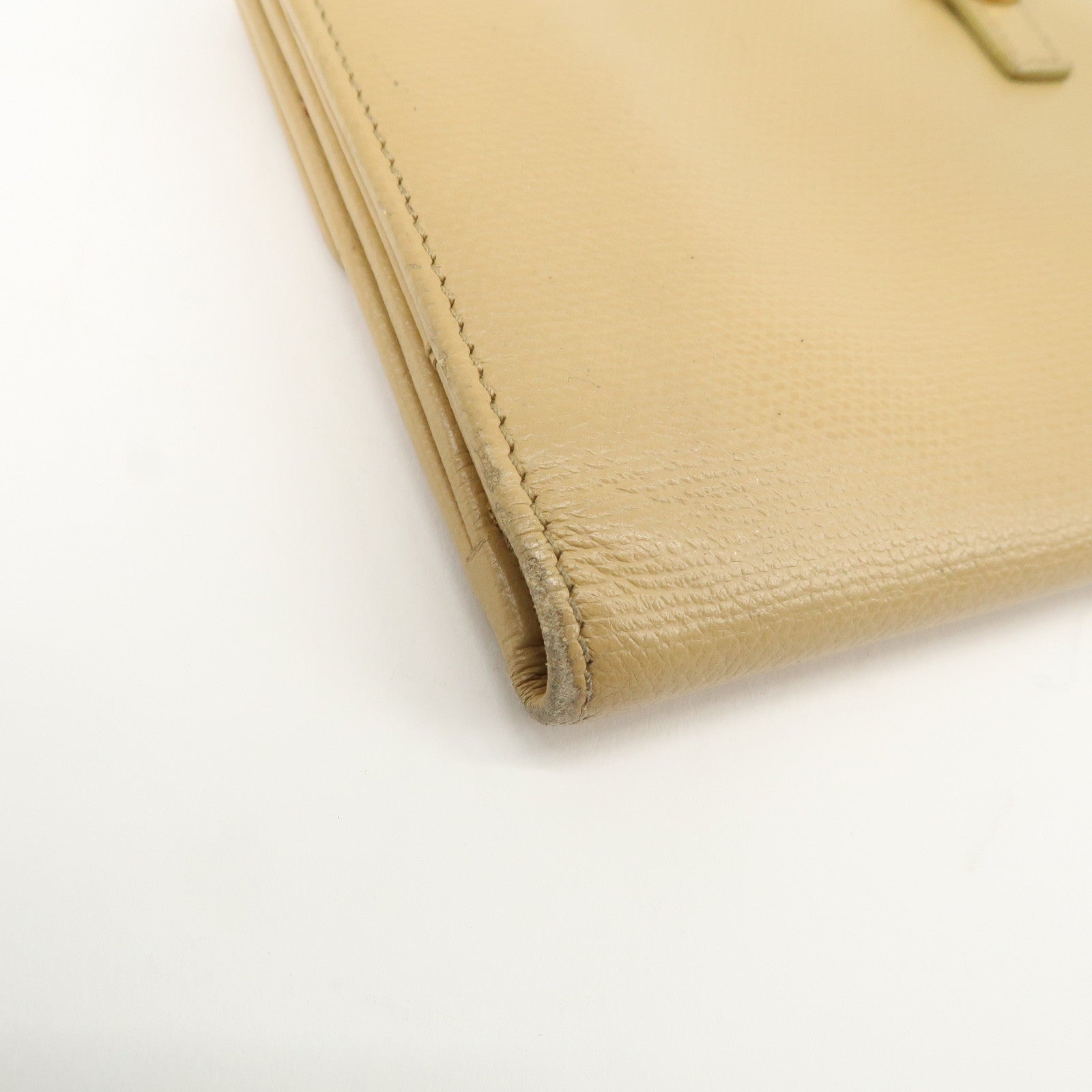 CHANEL COCO Button Leather Double Hook Long Wallet Beige A20905