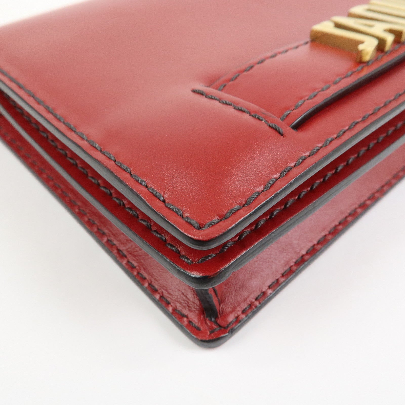 Christian Dior J’Adior Leather Chain Wallet WOC Shoulder Bag Red