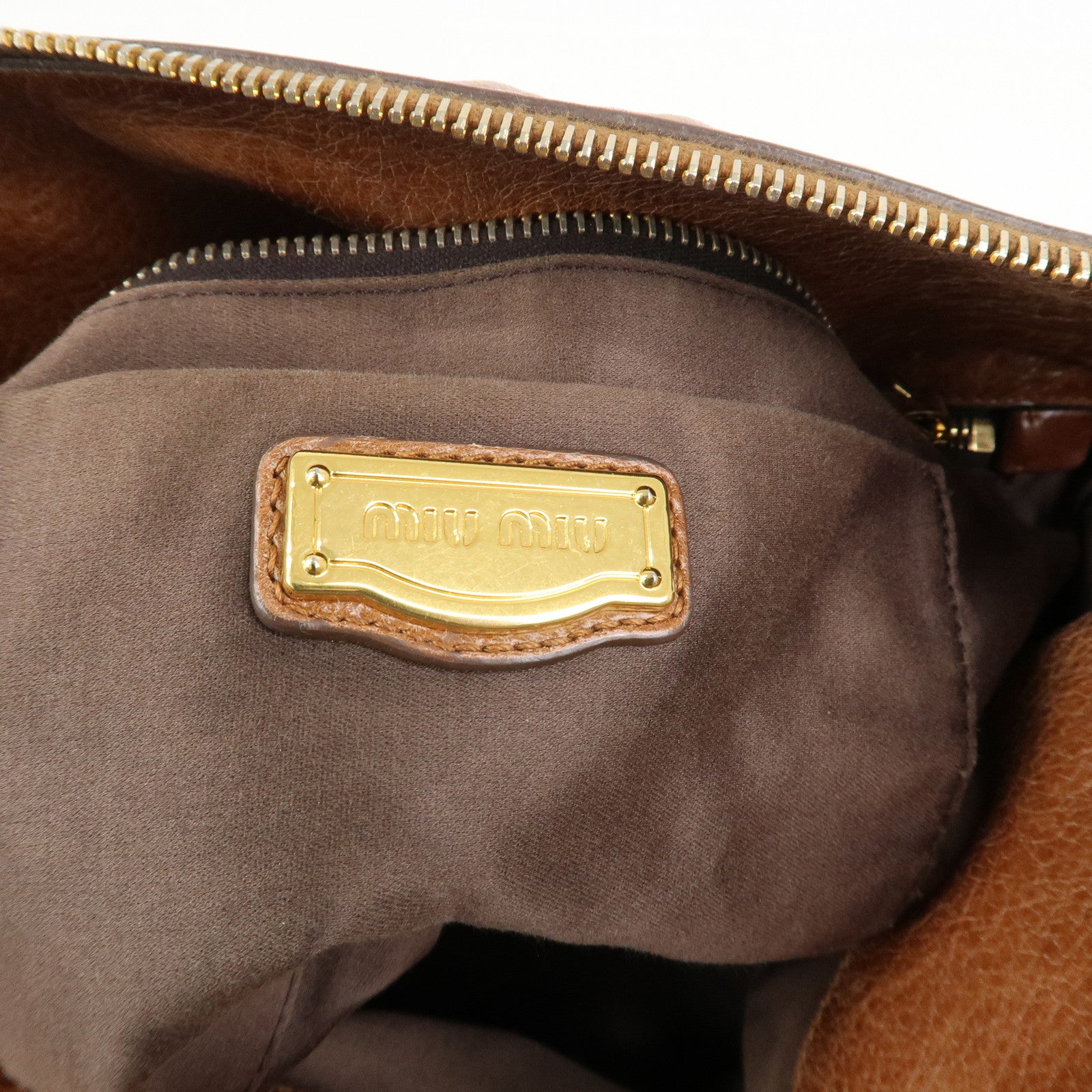 MIU MIU Leather 2Way Ribbon Shoulder Bag Hand Bag Brown RT0365