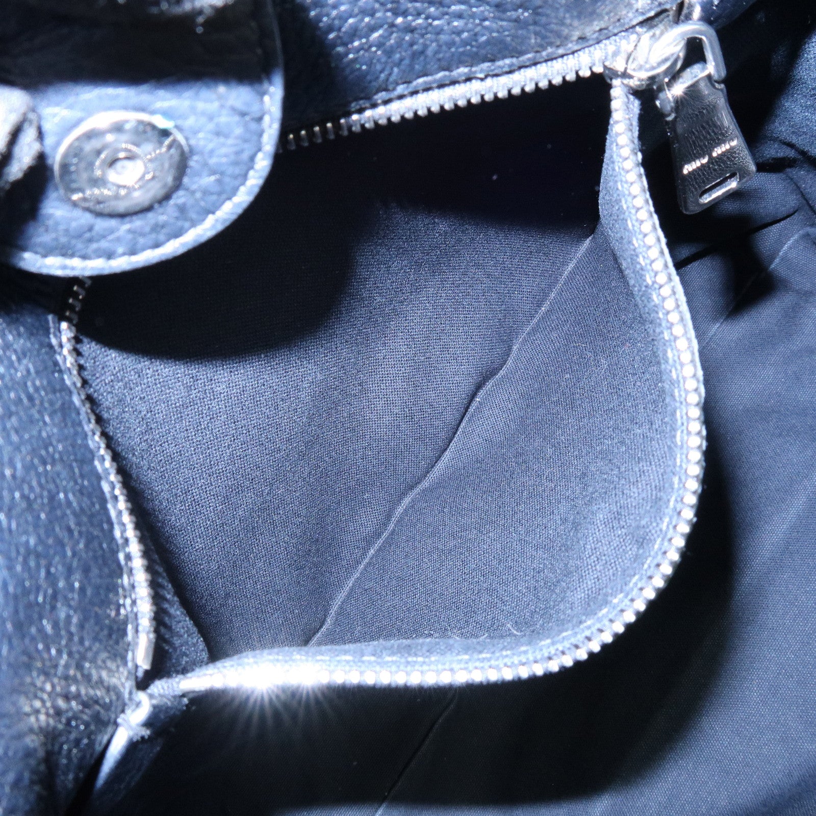 MIU MIU Leather Tote Bag Shoulder Bag Hand Black RR1934