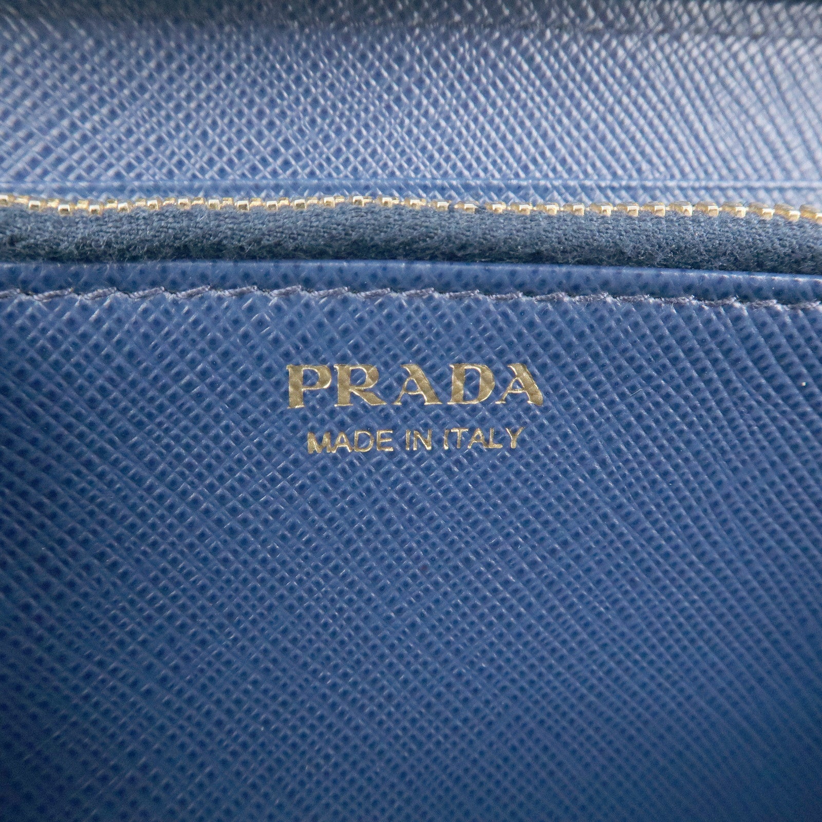 PRADA Triangle Logo Saffiano Leather Zippy Long Wallet Navy 1ML506