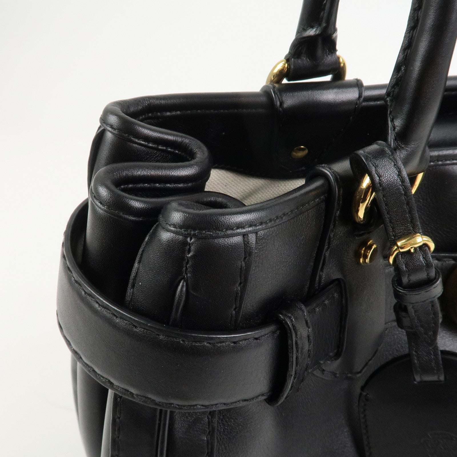 GUCCI GG Running Calf Leather Tote Bag Hand Bag Black 247183