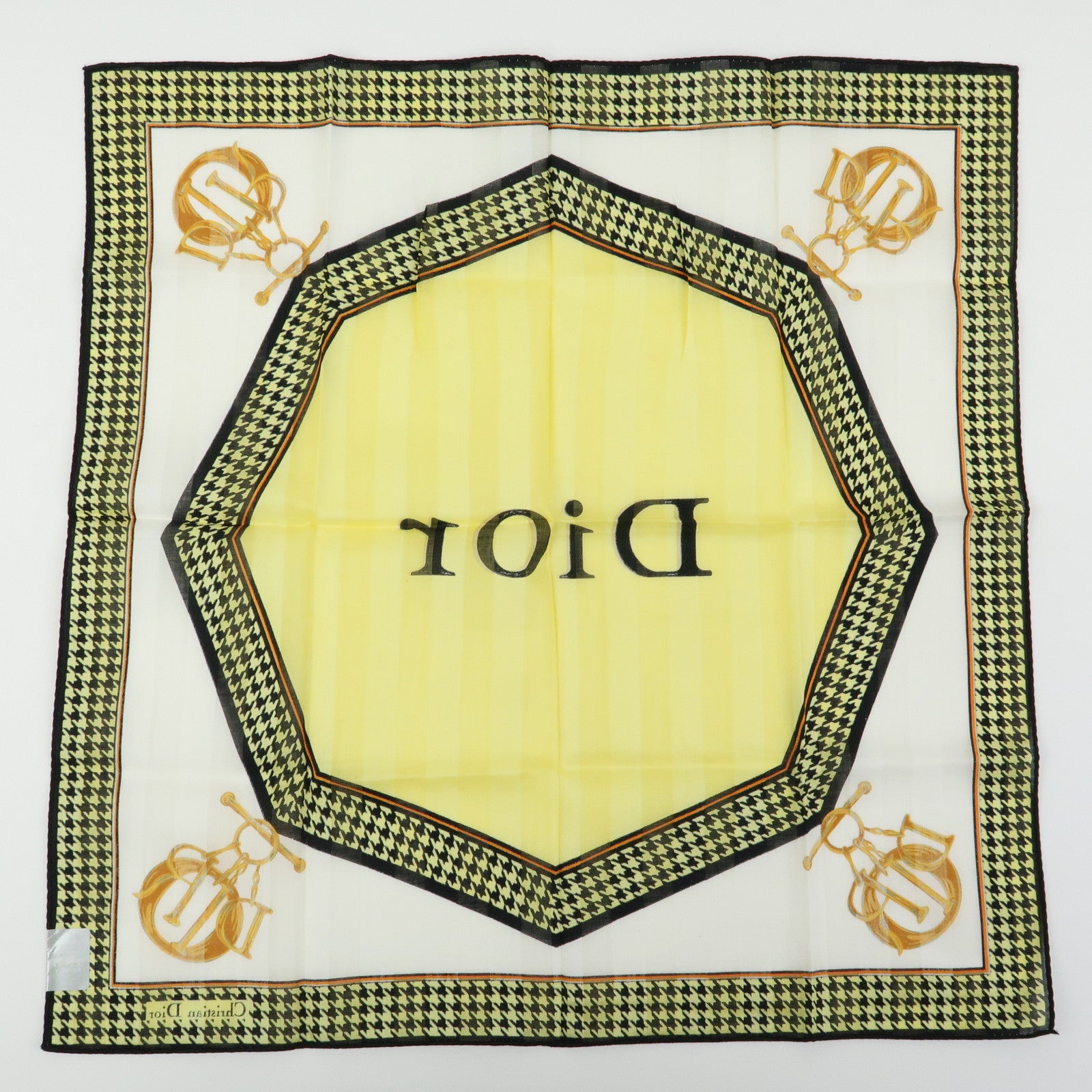 Christian Dior Set of 3 Cotton 100% Handkerchief Blue Yellow Navy