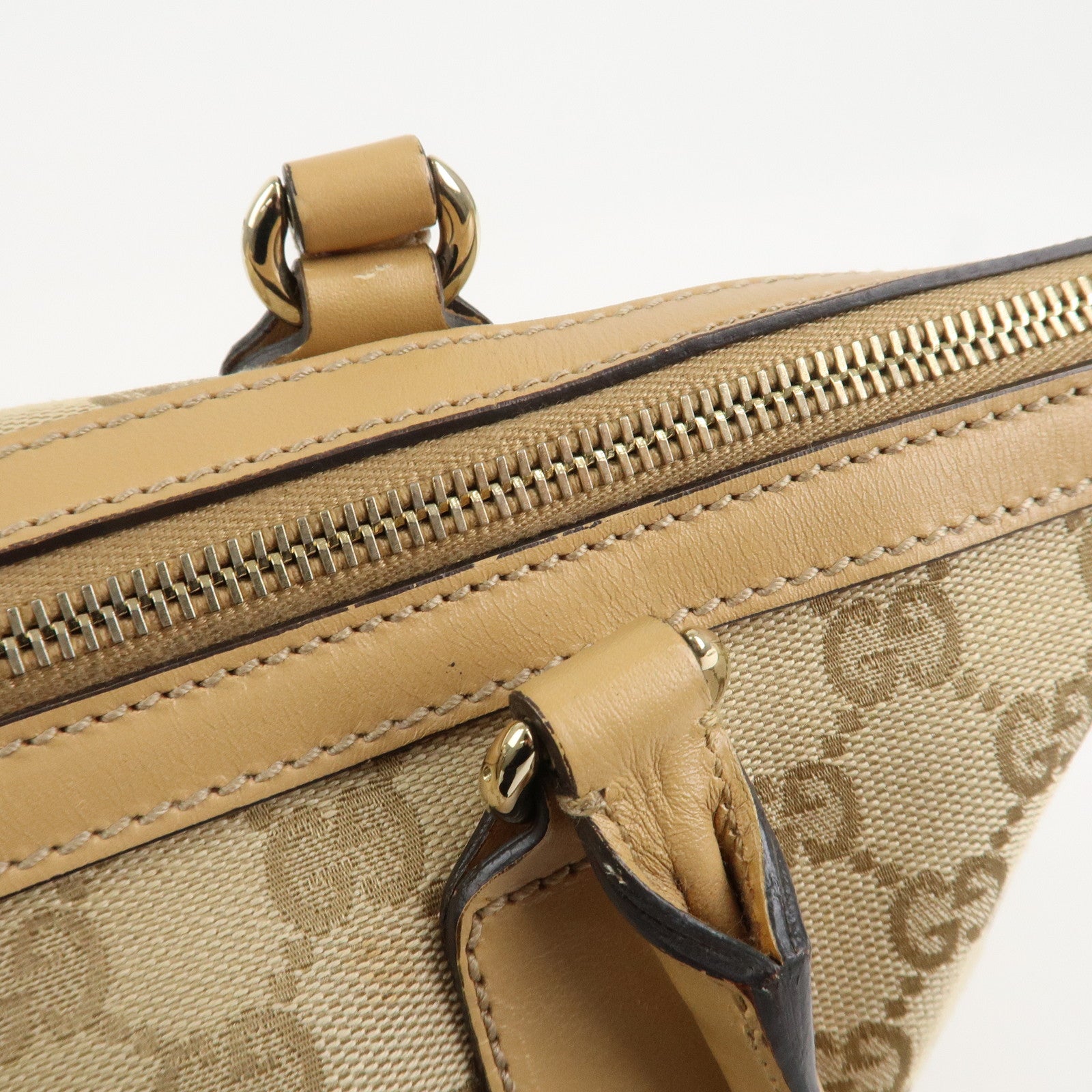 GUCCI Horsebit Sherry GG Canvas Leather Tote Bag Beige 232936 Used