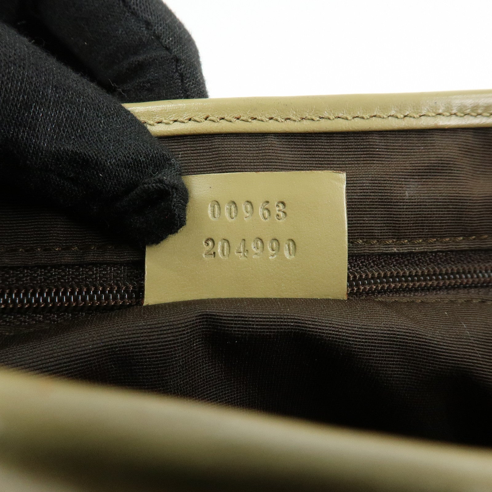 GUCCI Jackie Sherry GG Canvas Leather Shoulder Bag Khaki 00963