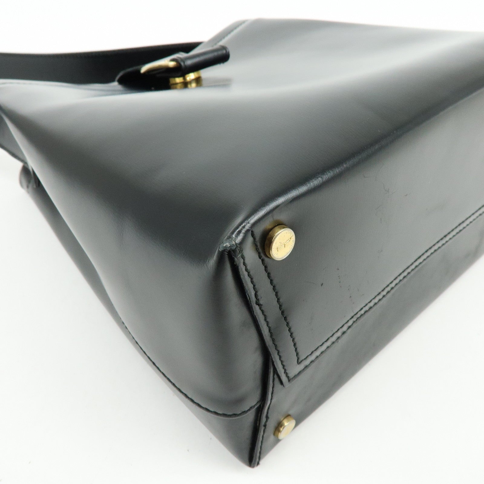 Ferragamo Vara Leather Shoulder Bag Hand Bag Black