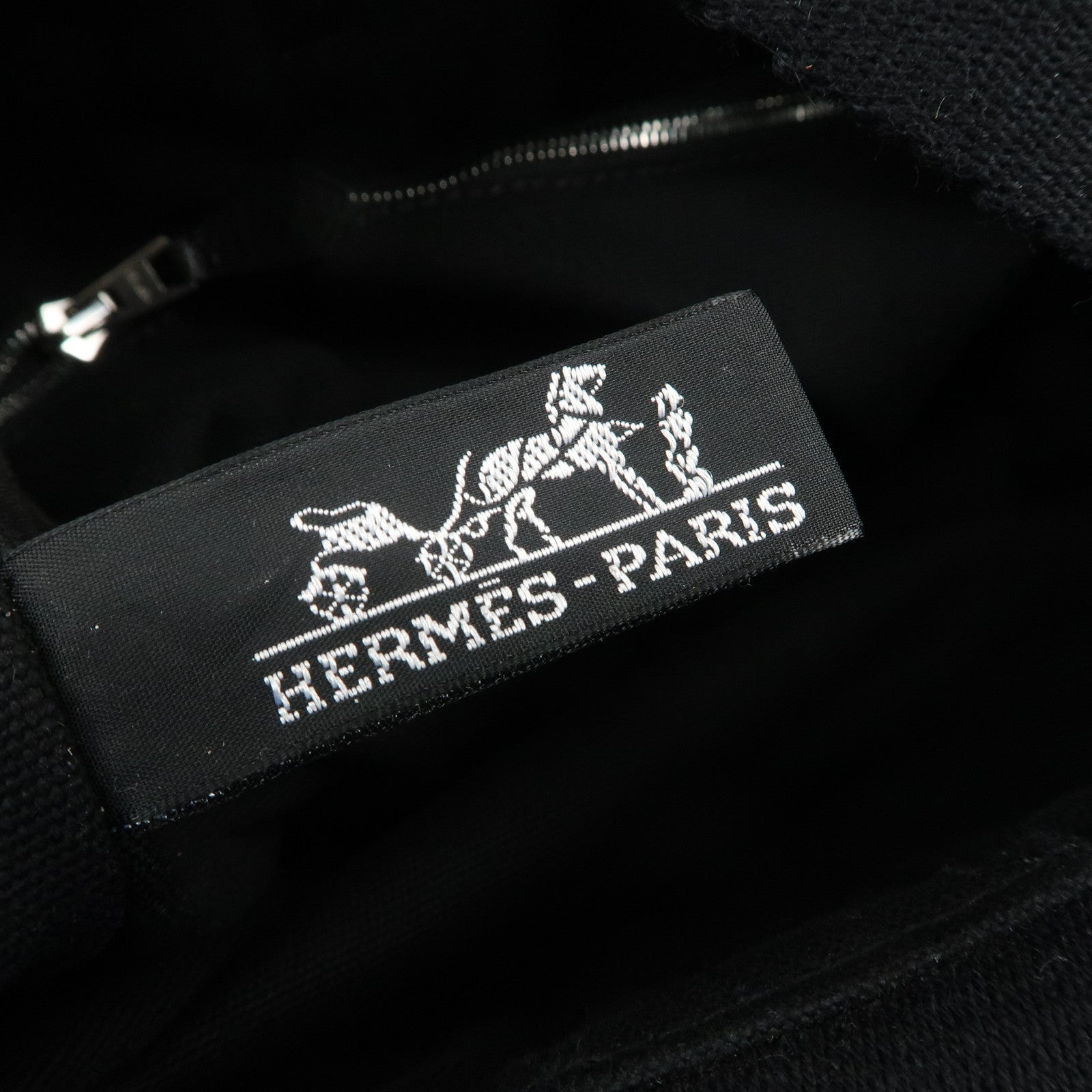 HERMES Saxo MM Toile H Hand Bag Bucket Bag Ivory Black