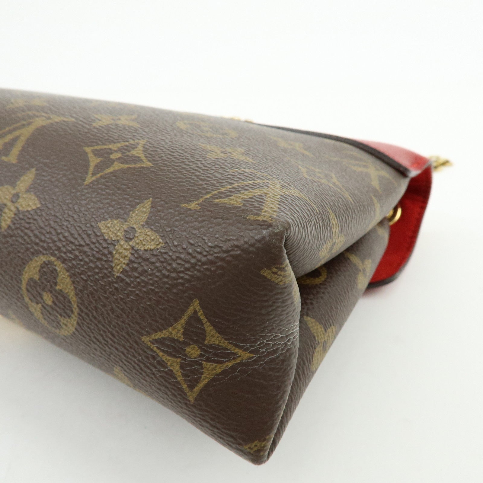 Louis Vuitton Monogram Pallas Chain Hand Bag Brown Red M41201