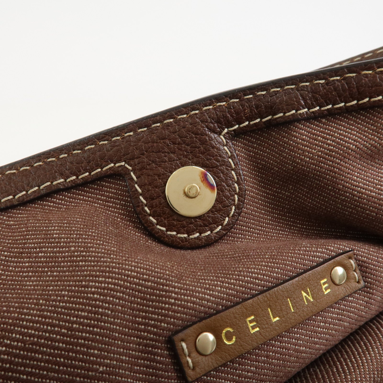 CELINE Bitter Sweet Macadam PVC Canvas Leather Hand Bag Pink