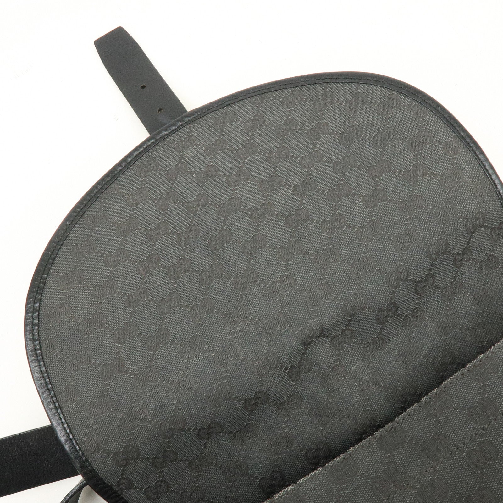 GUCCI Crest GG Canvas Leather Shoulder Bag Grey Black 223680